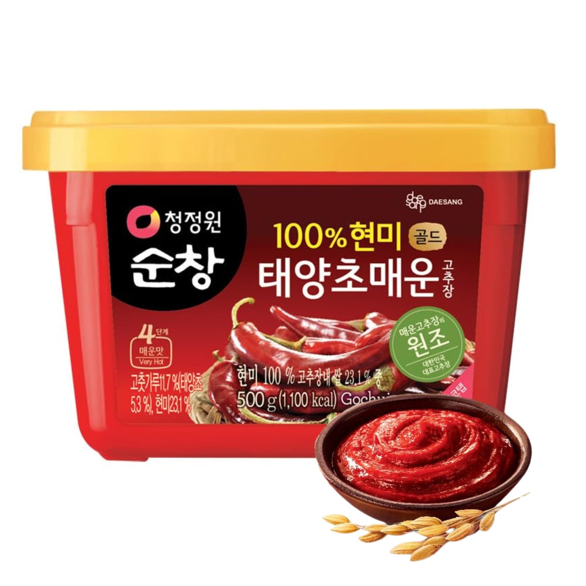 Gochujang – Korean Red Chili Paste [ Hot | 1.1 lb (500g) ] – Gluten-Free/ 0 Fat/ 0 Cholesterol / (40 Calories/Serving) | Spicy & Sweet Savory Fermented Sauce | Great for Bibimbap, Marinades, Stews