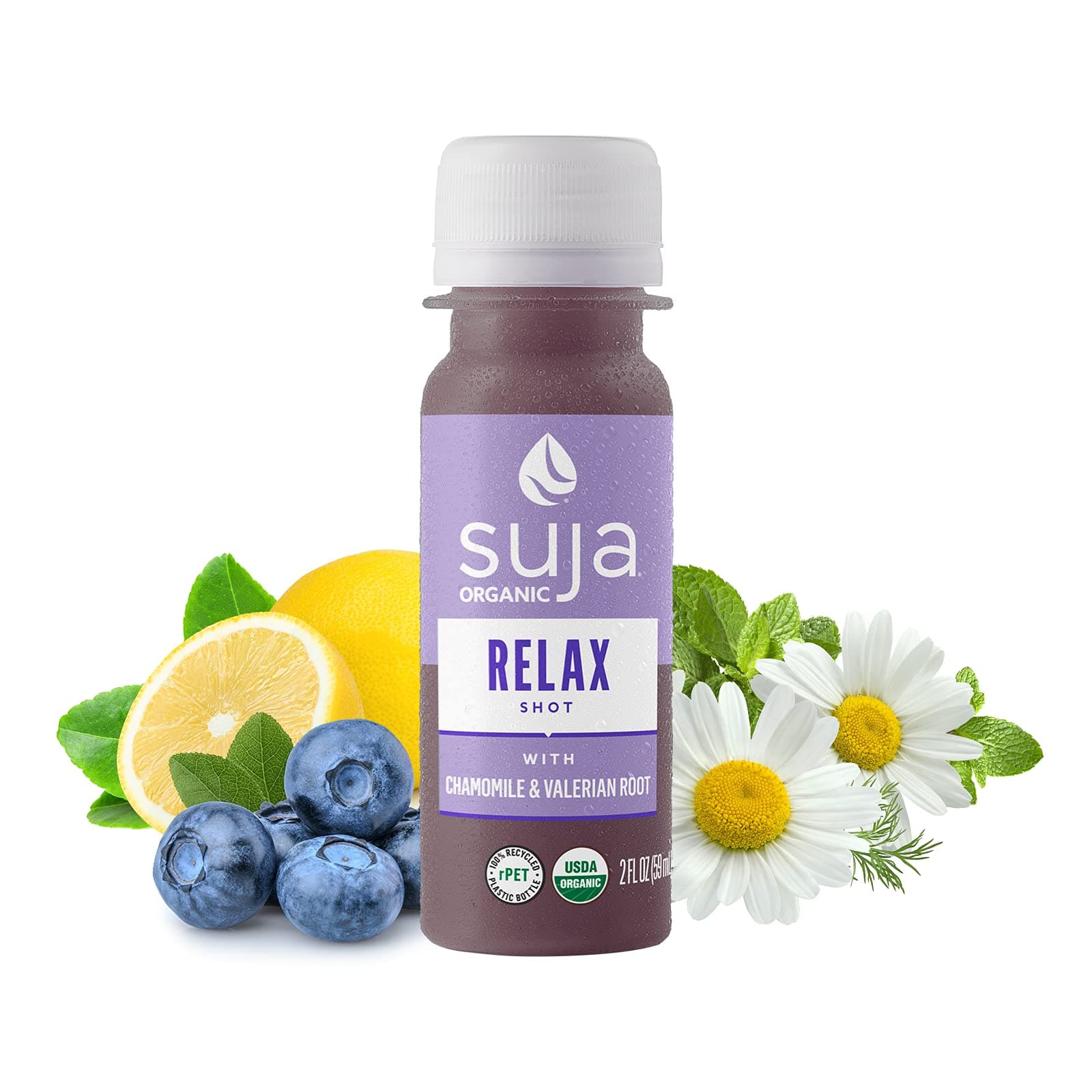 Suja Organic Relaxation Shots (20 Pack) with Chamomile & L-Theanine | Relaxation-Promoting Ingredients | Functional Shots | Cold-Pressed Juice with Live Probiotics | Plant-Based & Gluten-Free