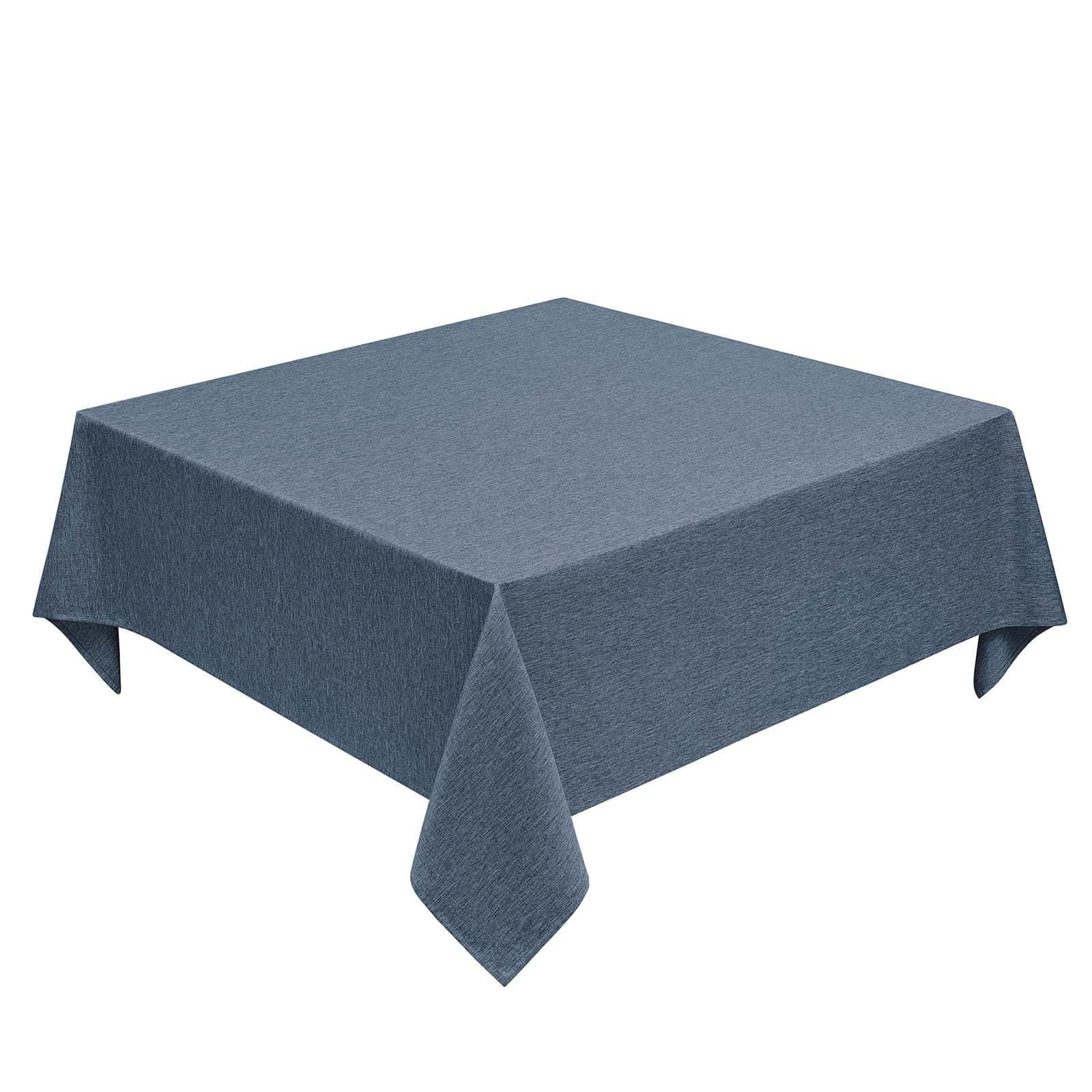 Decorelia Faux Linen Square Tablecloth for Dining Room,Waterproof Texture Decorative Farmhouse Rustic Table Cloth for Indoor Outdoor Party Holiday Banquet Picnics Patio,52x52 Inch (Square),Denim Blue