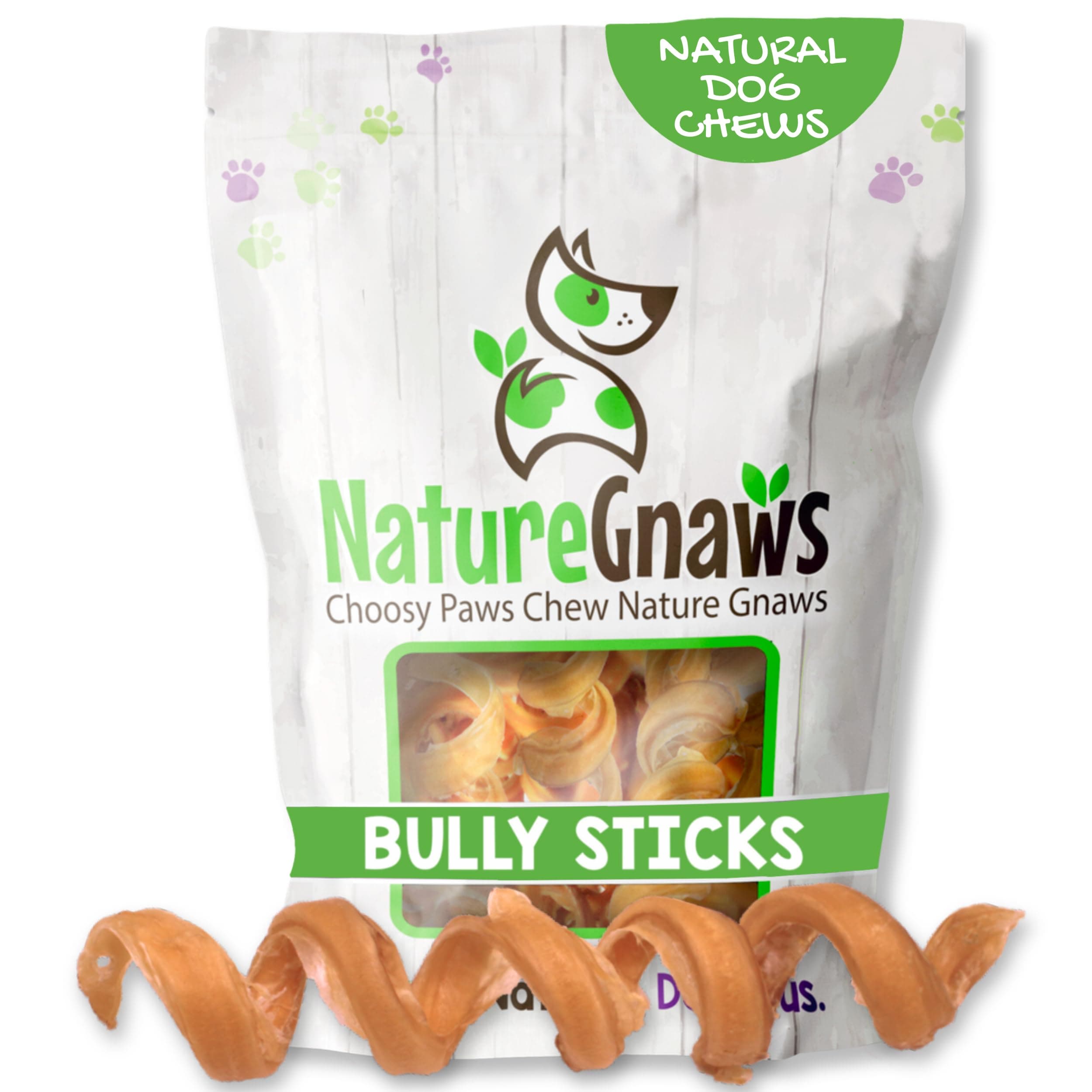 Nature Gnaws Bully Stick Springs for Dogs - Premium Natural Beef Dental Bones - Long Lasting Curly Dog Chew Treats for Aggressive Chewers - Rawhide Free 6 Count (Pack of 1)