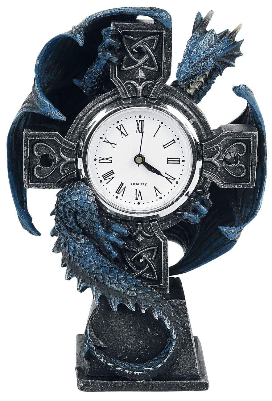 B3602J7 Draco Clock Anne Stokes 17.8cm, Resin, Blue, One Size