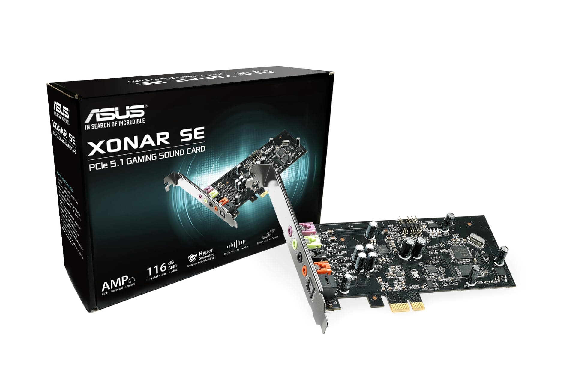 ASUS 90YA00T0-M0UA00 Xonar SE 5.1 Gaming Soundcard PCIe Hi-Res Audio 300ohm 116dB SNR Headphone Amp :: (Components > Sound Cards)