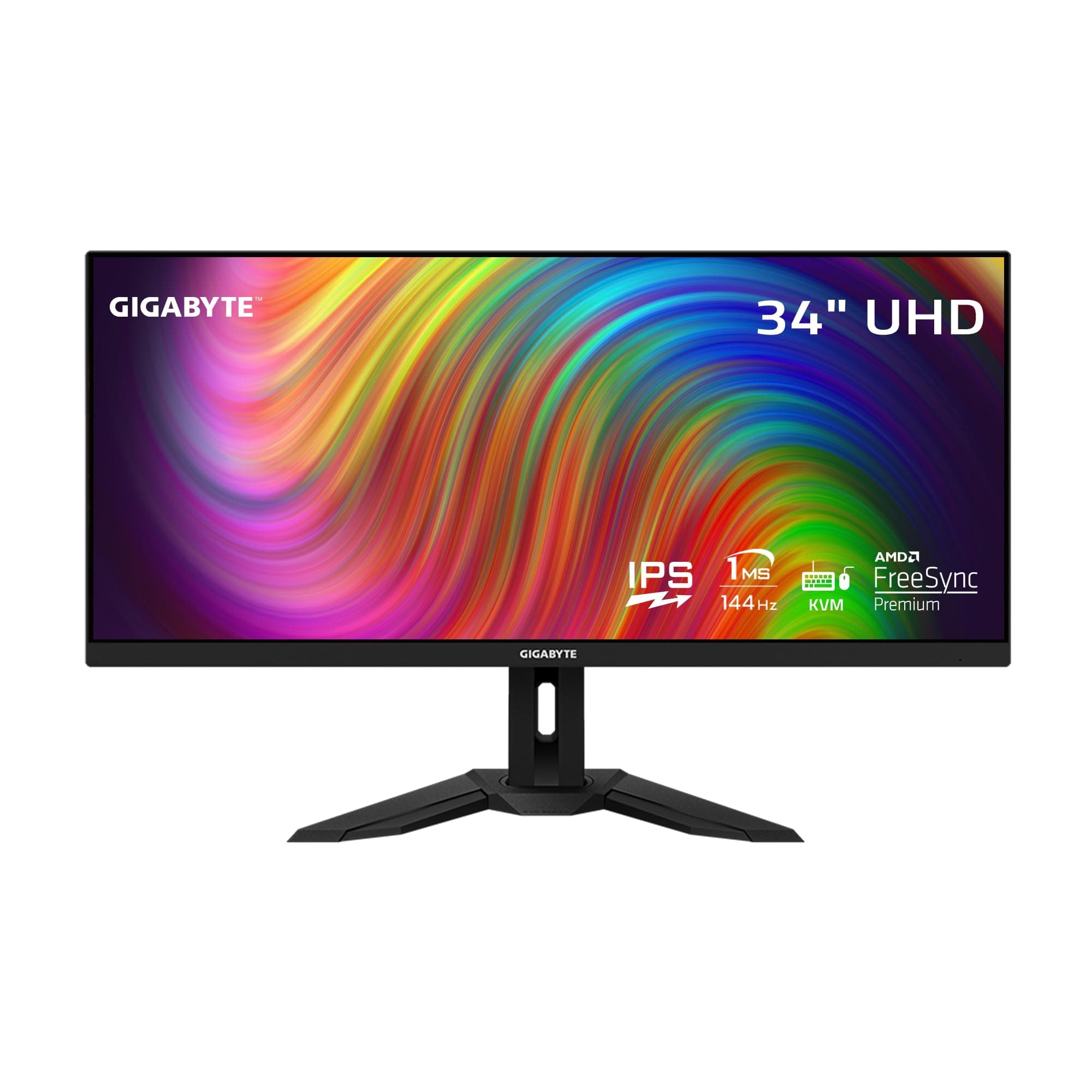 GIGABYTE M34WQ 34" 144Hz Ultrawide-KVM Gaming Monitor, 3440 x 1440 IPS Display, 1ms (MPRT) Response Time, 91% DCI-P3, HDR Ready, 1 Display Port 1.4, 2 HDMI 2.0, 2 USB 3.0, 1 USB Type-C