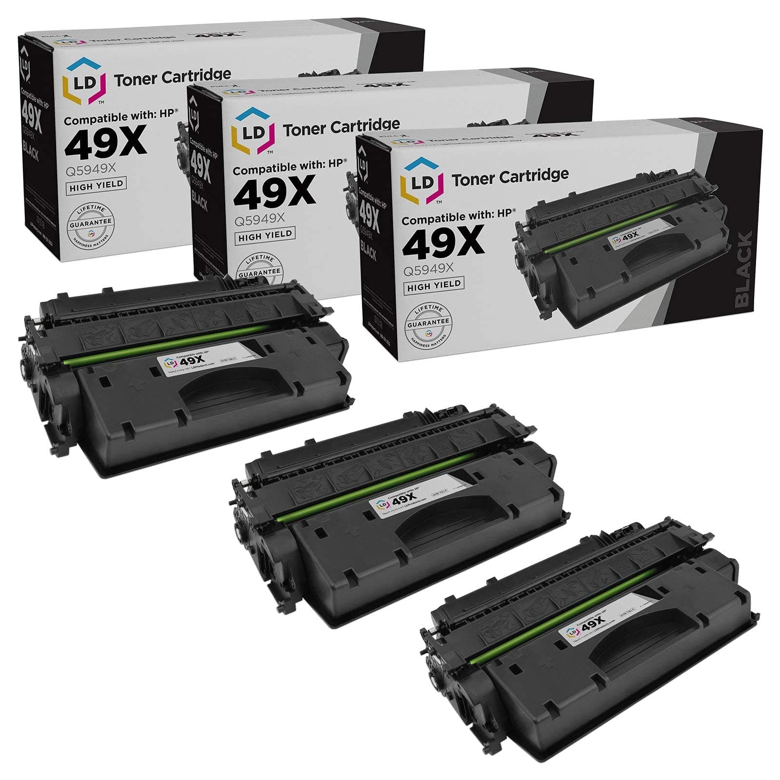 LD Compatible Toner Cartridge Replacement for HP 49X Q5949X High Yield (Black, 3-Pack)