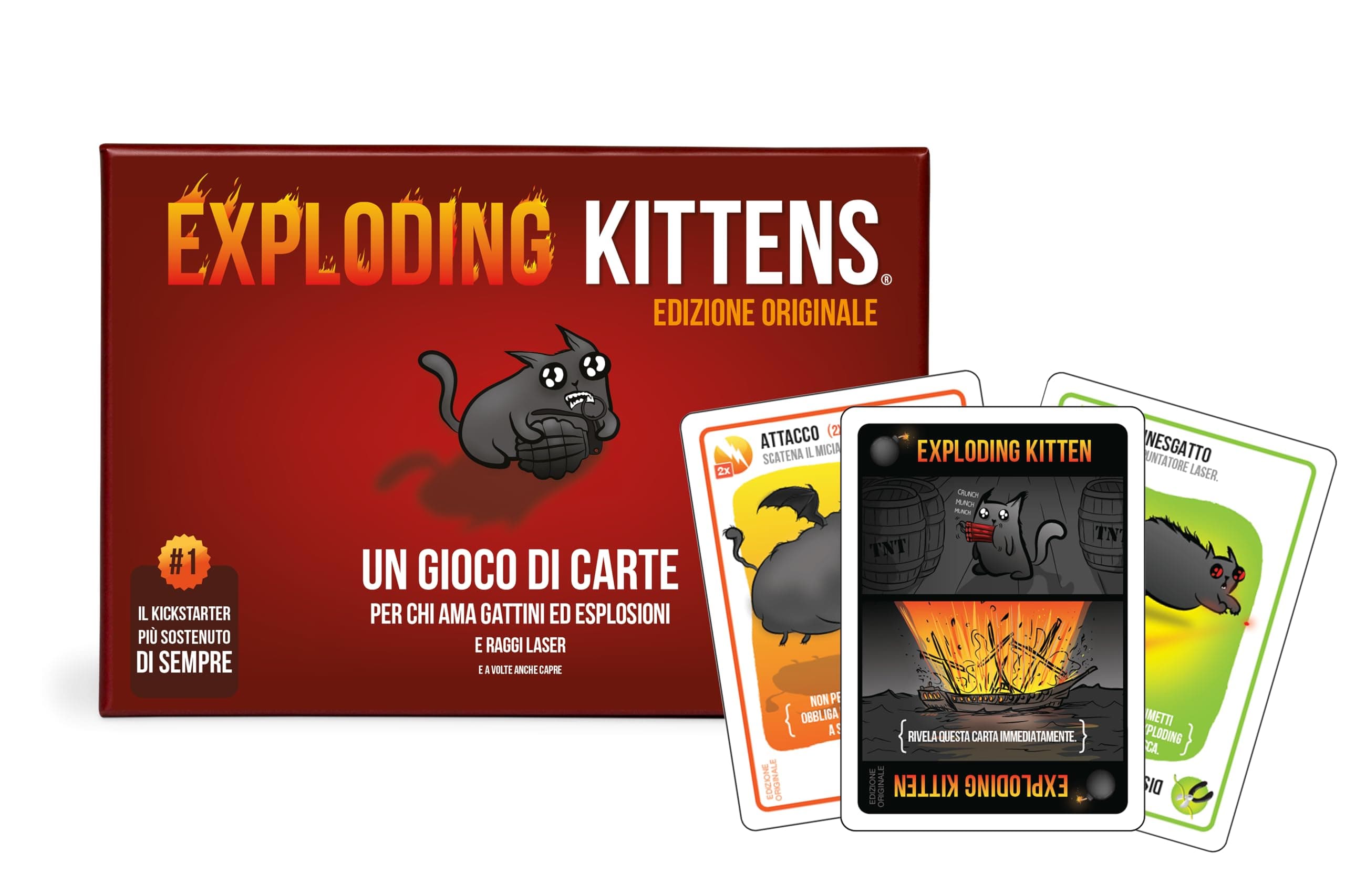 Exploding Kittens - Card Game, Party Game, 2-5 Players, 7+ Years, Edition in Italian