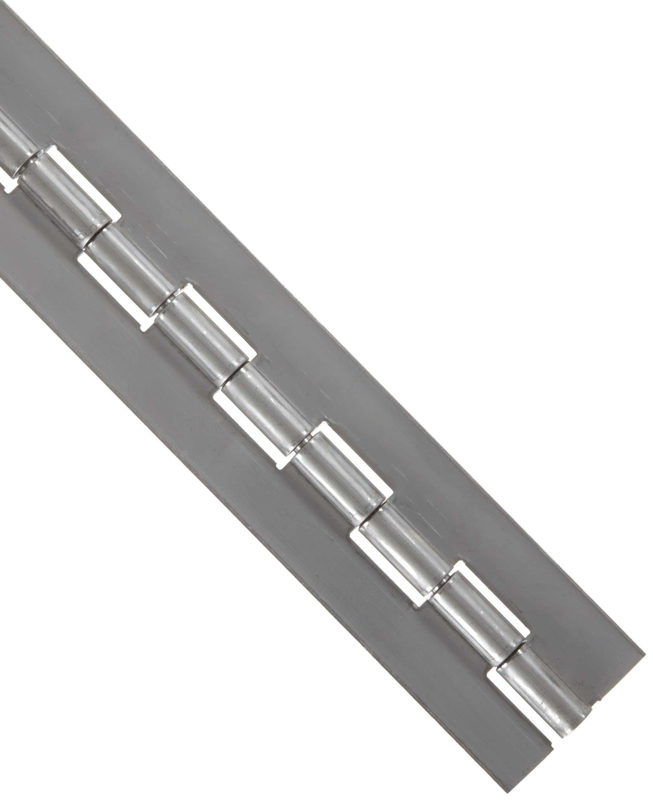 Stainless Steel 316 Continuous Hinge Without Holes, Unfinished, 0.072" Leaf Thickness, 2" Open Width, 1/4" Pin Diameter, 1" Knuckle Length, 2' Long (Pack of 1)