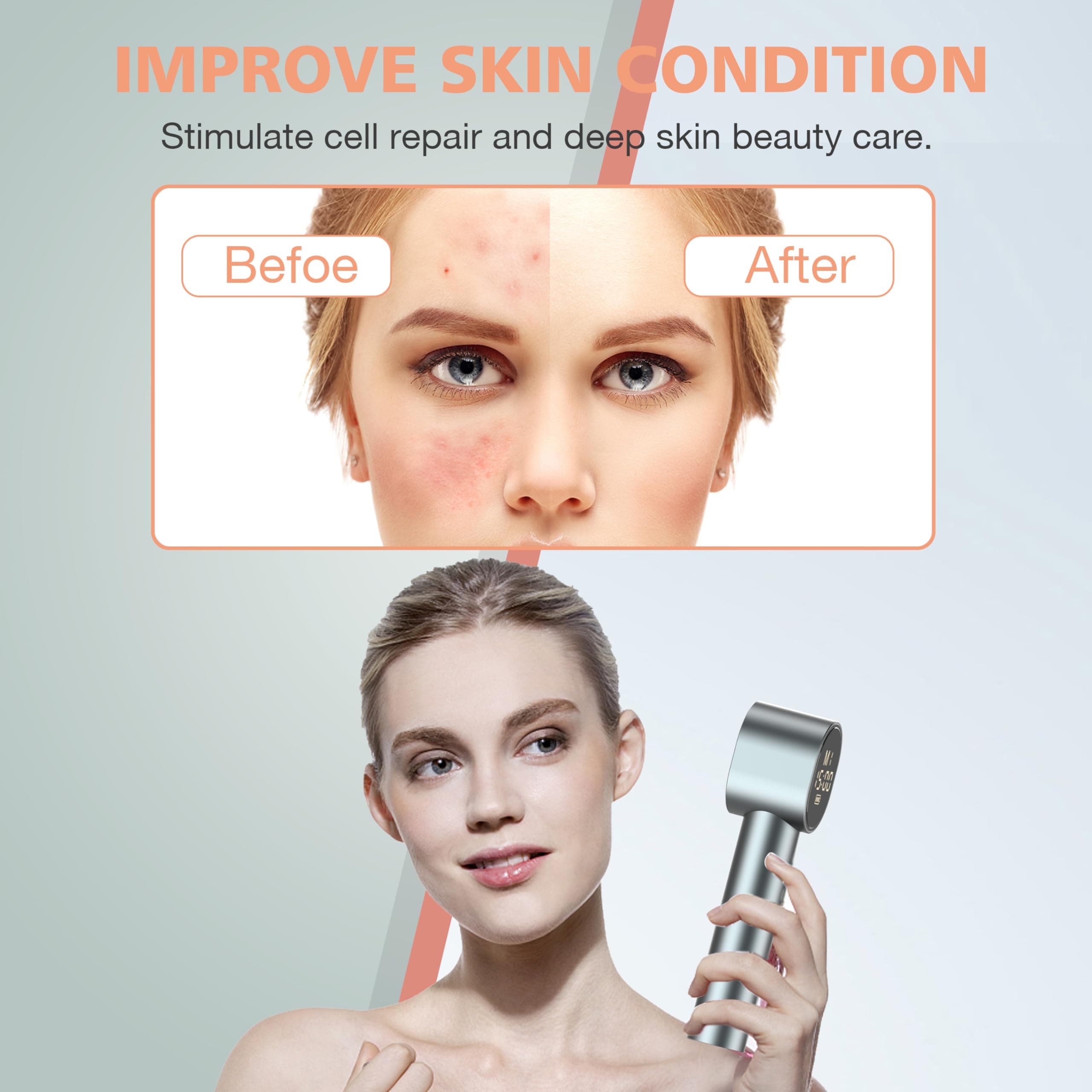 Red Light Therapy with Timing and 4 Modes, High Power 660/850nm Handheld Near-Infrared & Red Light Therapy for Face Body, Portable Light Therapy Wand for Pain Relief of Muscles Joints Knee, 20 LEDs