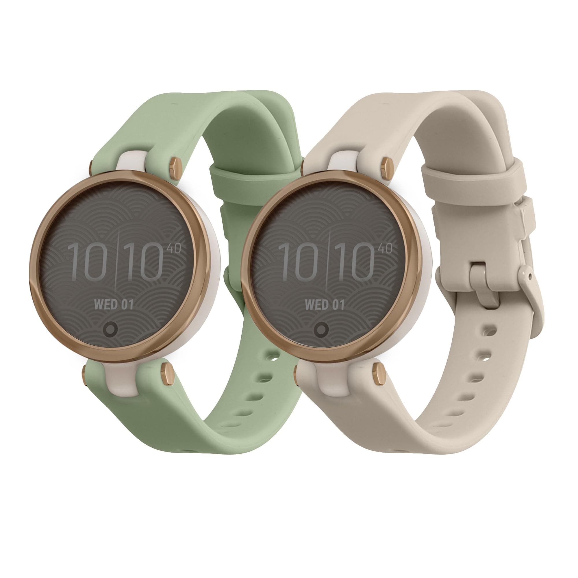 kwmobile Straps Compatible with Garmin Lily Sport Straps - 2x Replacement Silicone Watch Bands - Smartwatch or Fitness Tracker - Lavender/Beige