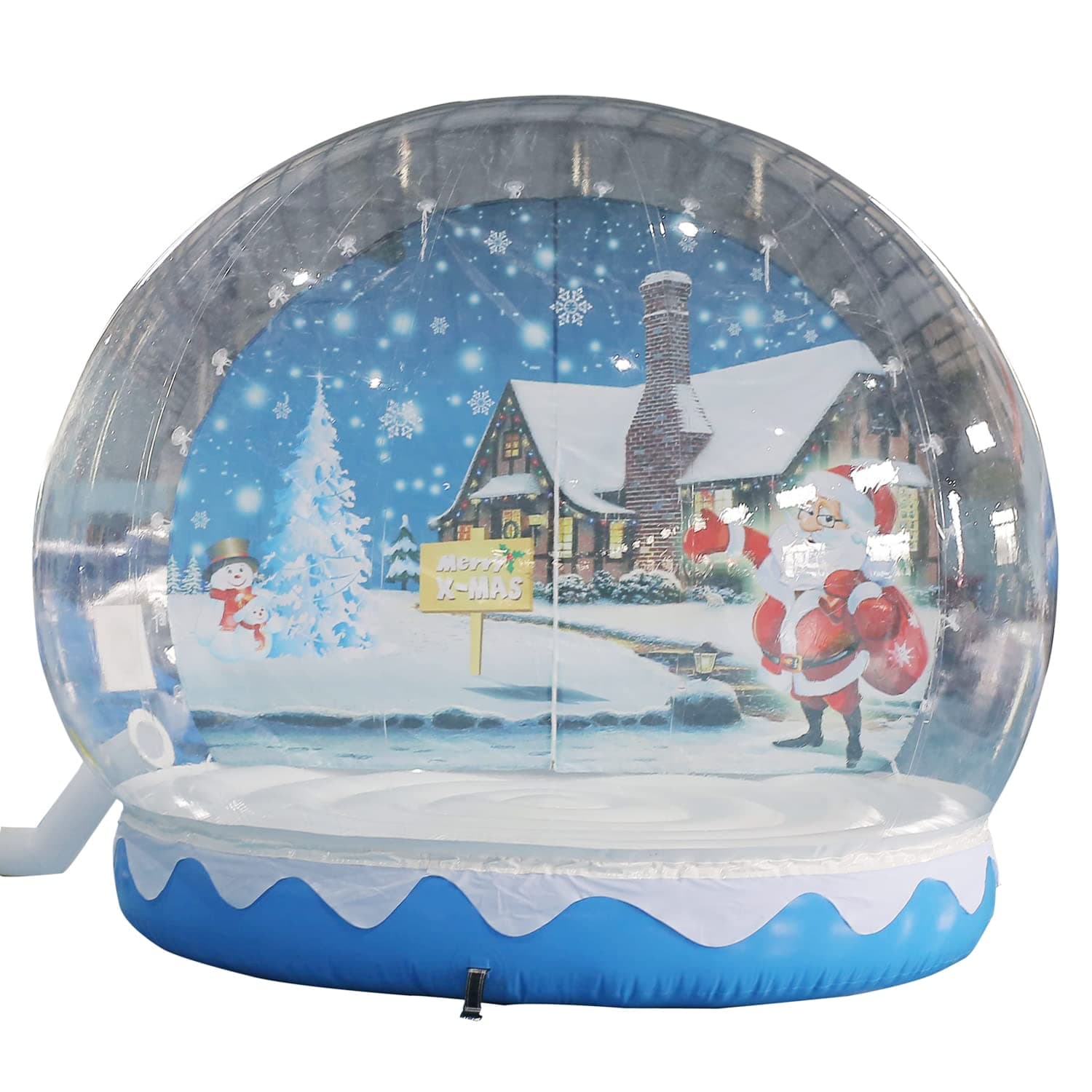 SAYOK Christmas Decoration Inflatable Snow Globe Transparent Bubble Tent with Printed Background Blower and Pump, 9.84ft