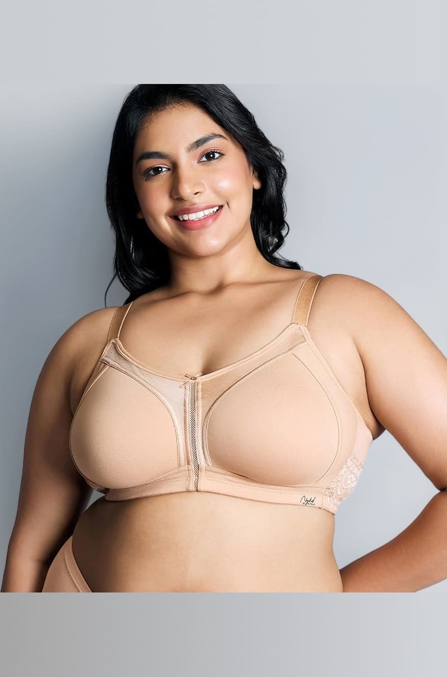 (NYB101) Cotton Non Padded & Non Wired Everyday Bra for Women | M-Frame Structure for Bounce Control with Full Coverage & Super Soft Wide Straps