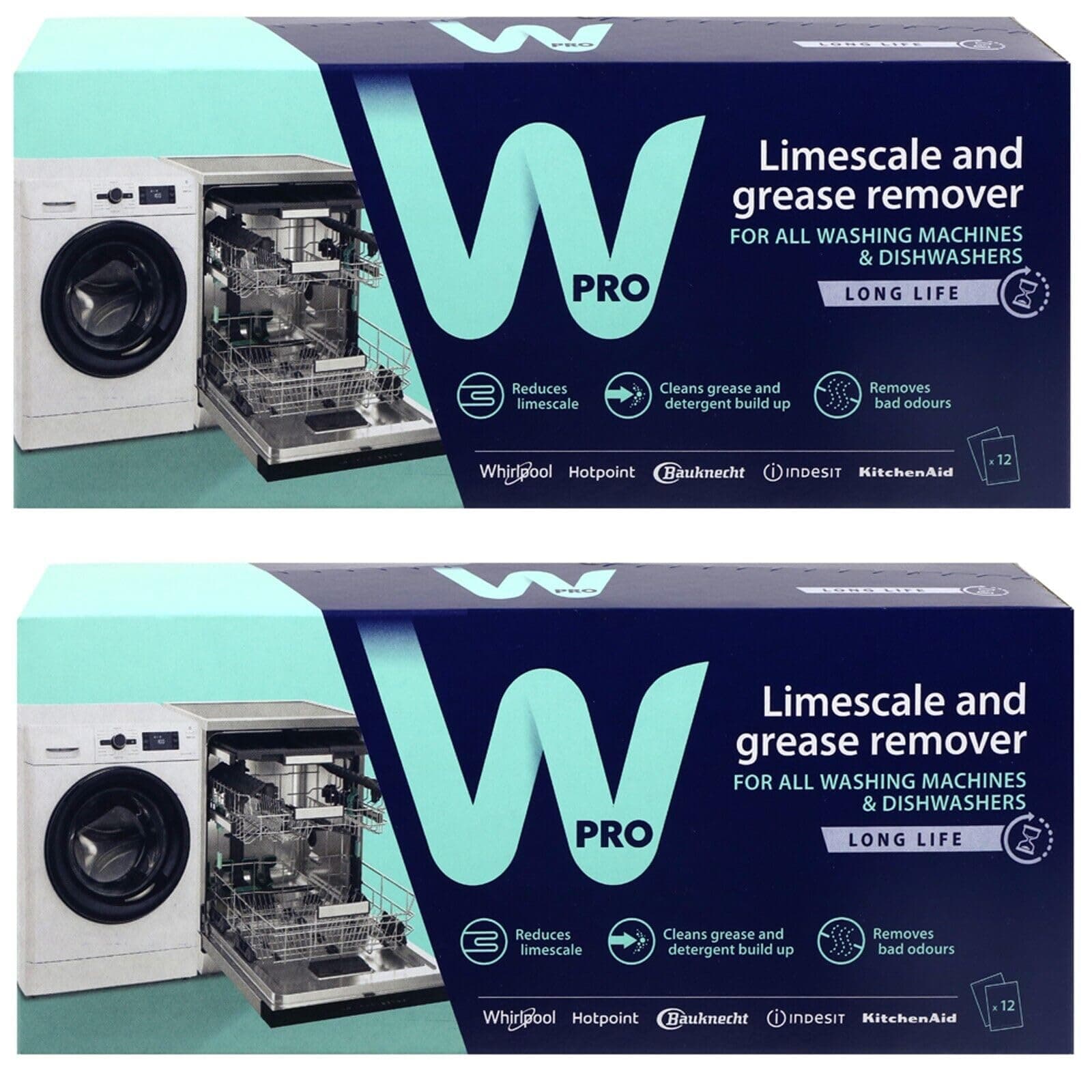 – Dishwasher 3in1 Limescale Descaler & Detergent Remover 24 x 50g Sachets (2 Packs)