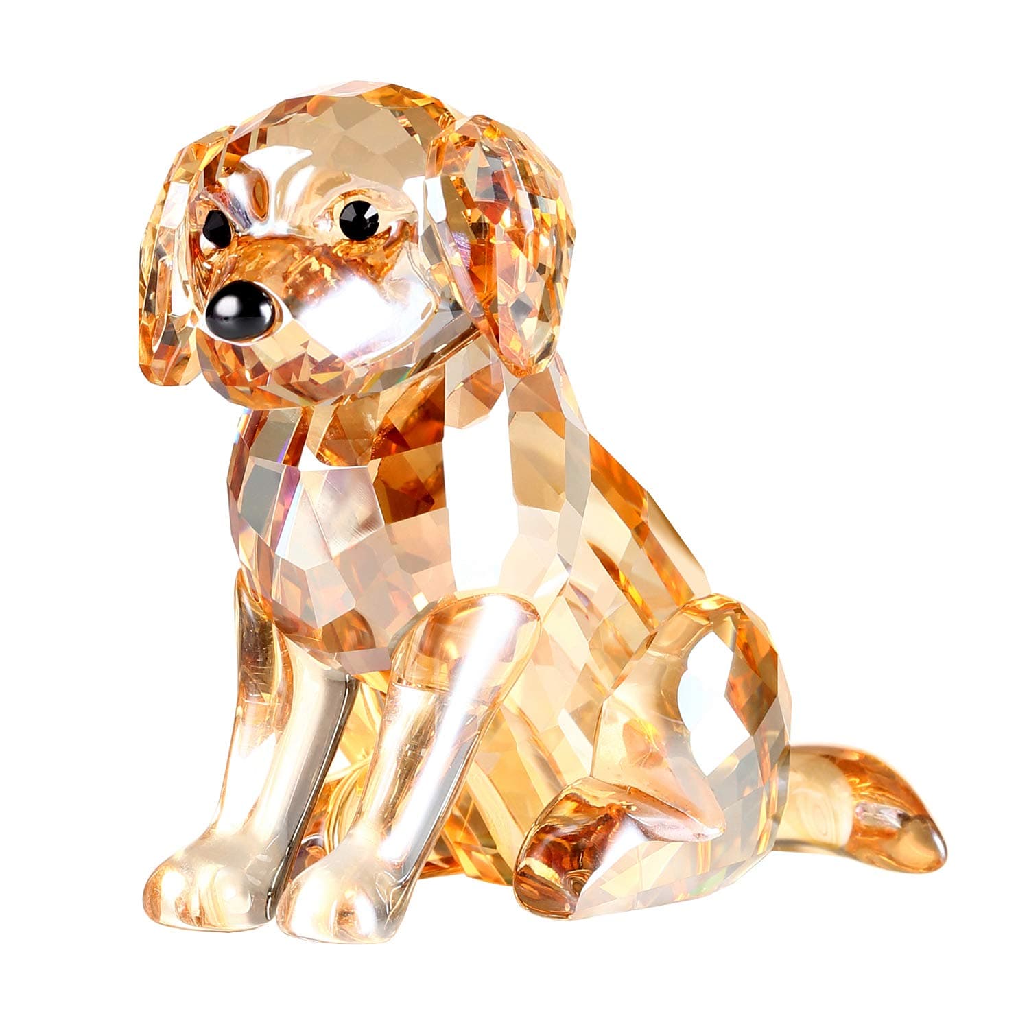 DOJOZ Crystal Labrador Dog Puppy Figurine Animals Lovely Craft Home Decor Ornaments Collectible Birthday Gifts (Gold)