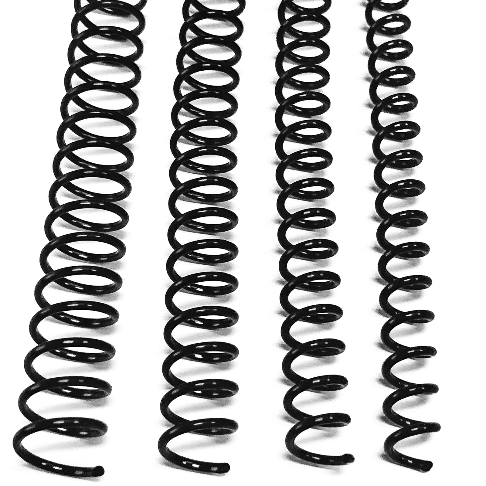 Binditek 100 Pack Plastic Spiral Binding Coils, Multi Size (6mm, 8mm, 10mm, 12mm) (1/4", 5/16", 3/8", 1/2"), 4:1 Pitch, Black, for Students and Coworkers