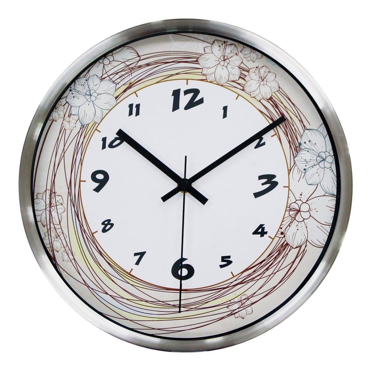 Maidin 12" Floral Non Ticking Silent Wall Clock - Flower Whirl