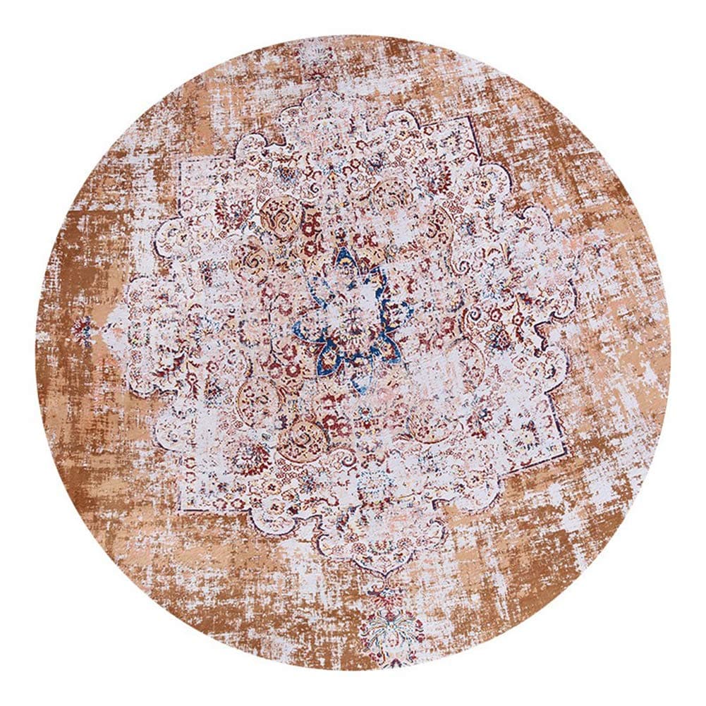 Loartee Vintage Bohemian Round Rug Carpet for Living Dining Room