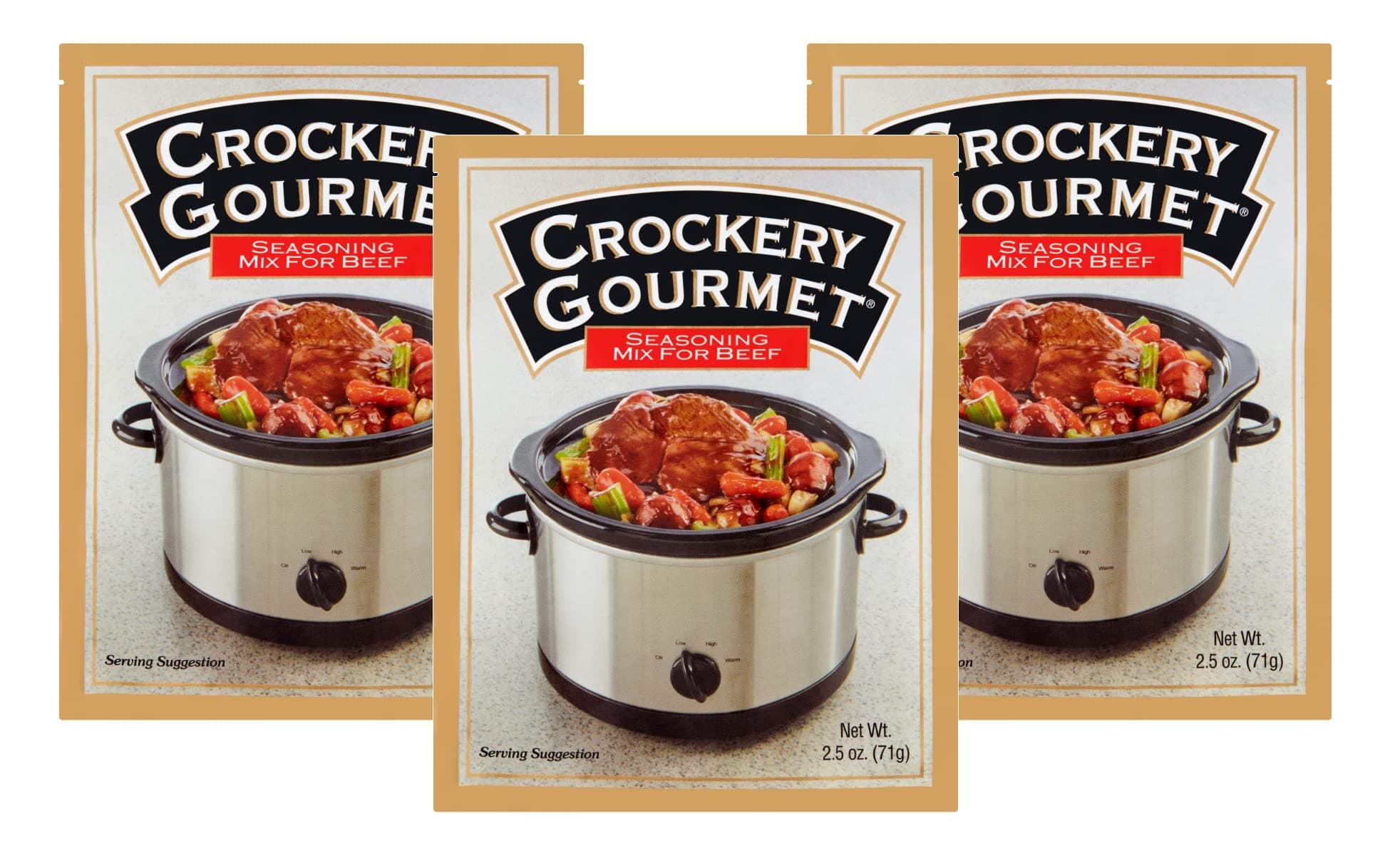 Crockery Gourmet Seasoning Mix for Beef, Powdered Seasoning with Added Beef Flavor for Slow Cooker Meals, Just Add Mix, 2.5-Ounce Packets (Pack of 3 Packets)