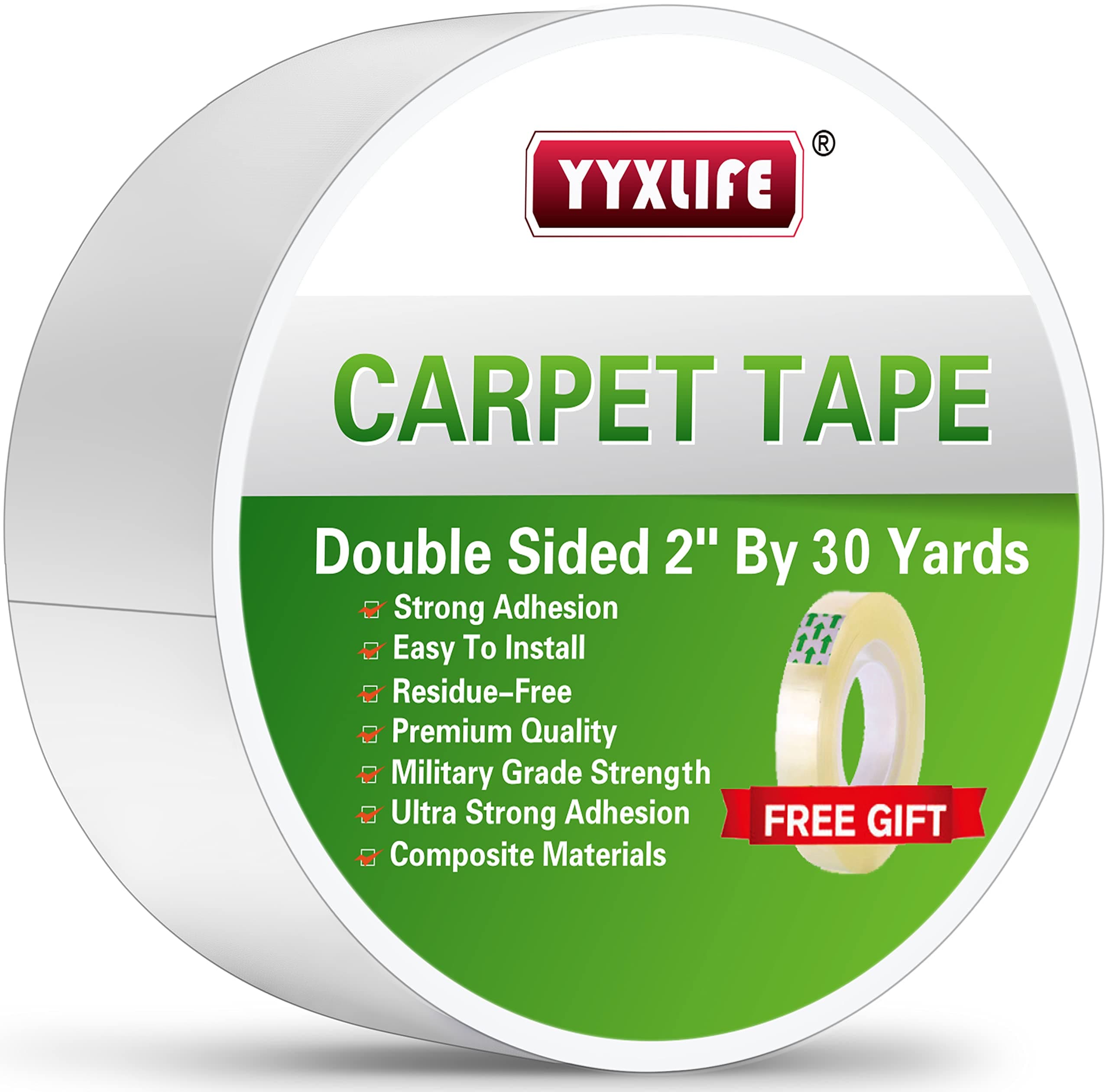 Rug Tape Double Sided Carpet Tape Heavy Duty, 2 Inch x 30 Yards, Carpet Adhesive Removable Multi-Purpose Tape Cloth for Area Rugs, Outdoor Rugs, Carpets, Tape Carpet Adhesive, White