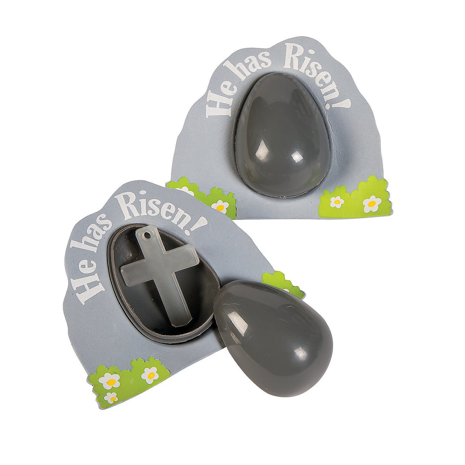 Party rockers Glow in The Dark He Has Risen Tomb Plastic Easter Eggs with Cross - 12 Eggs