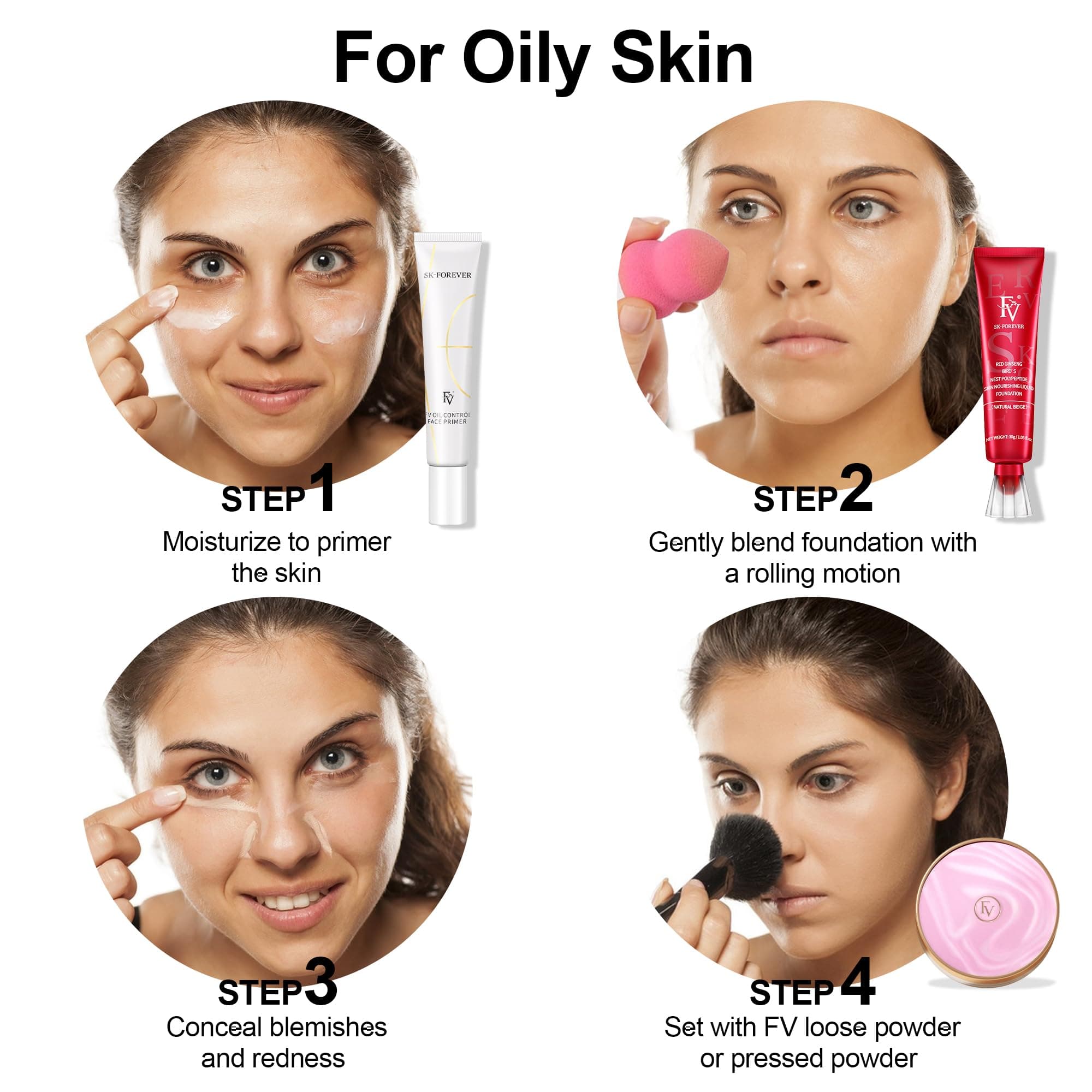 FV 2 Pack Waterproof Foundation, Lightweight & Medium Coverage Foundation with Matte Finish, Oil Control Long Lasting Liquid Foundation Makeup for Oily Normal Skin (Ivory, 1.05 fl.oz)