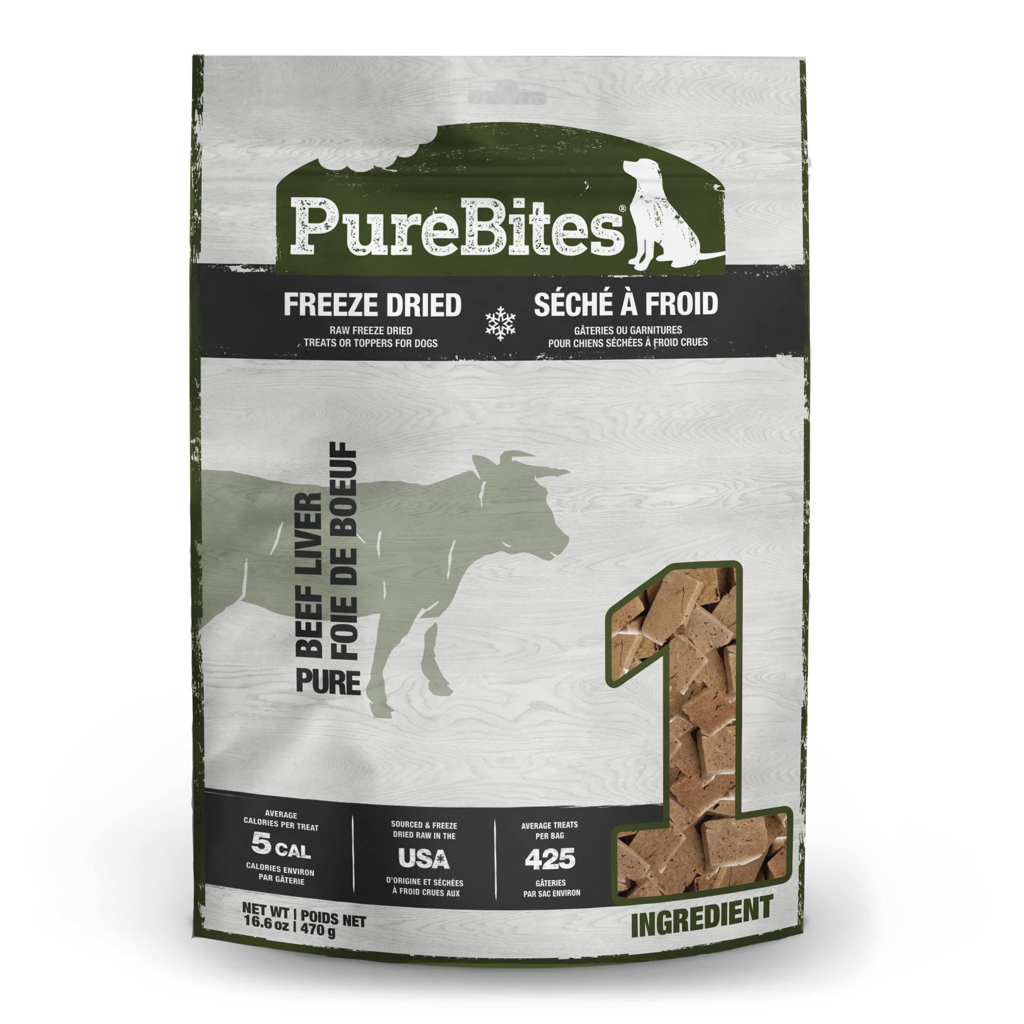 PureBites Beef Liver Freeze Dried Dog Treats, 1 Ingredient, Made in USA, 16.6oz