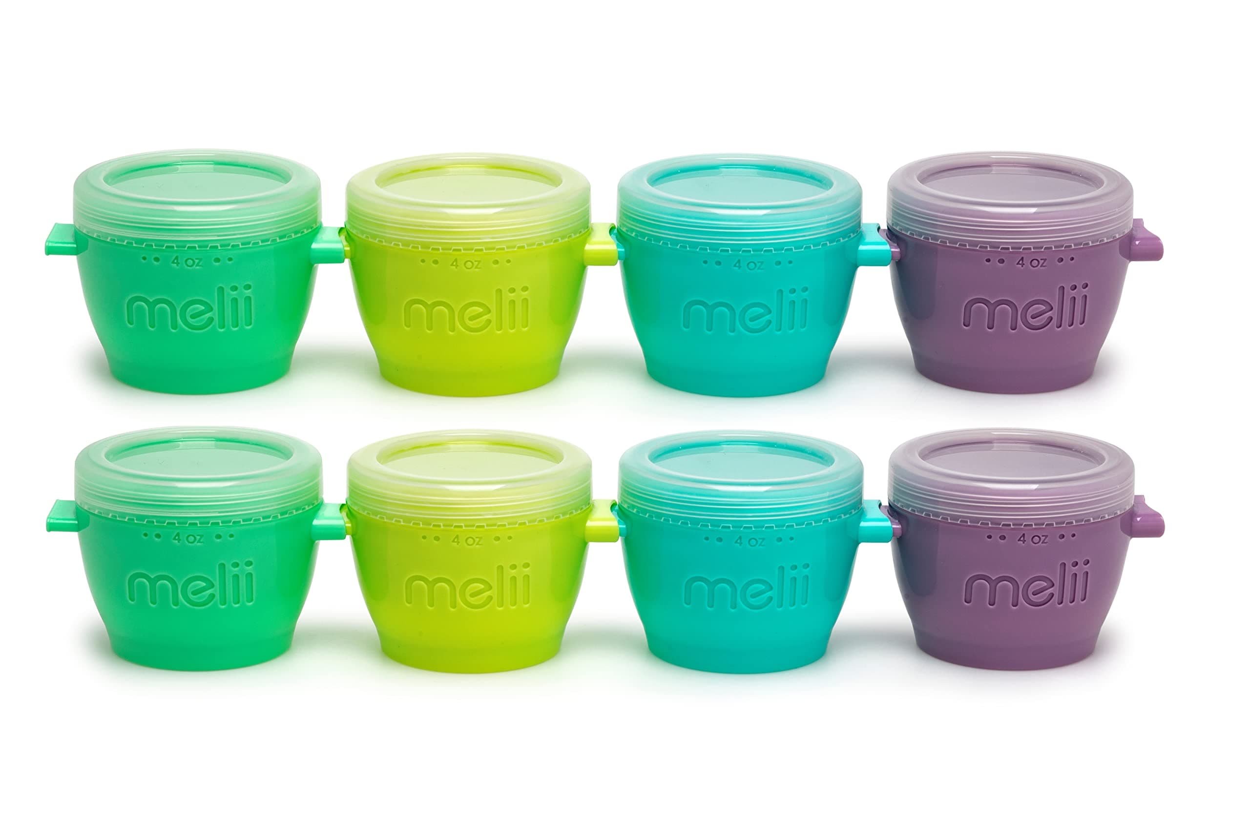 melii Snap & Go Baby Food Storage Containers with lids, Snack Containers, Freezer safe - Set of 8, 4oz