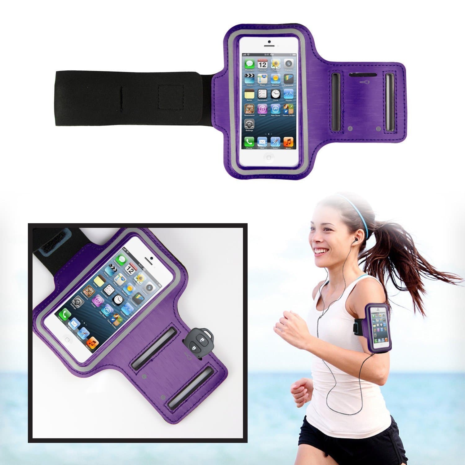 Tfboys Sports Armband for Iphone 6s Plus / 6 Plus, Galaxy Note 5 / 4 / 3 / Galaxy S6 Edge Plus - Key Holder Slot, Water Resistant, Sweat-proof, Perfect Earphone Connection