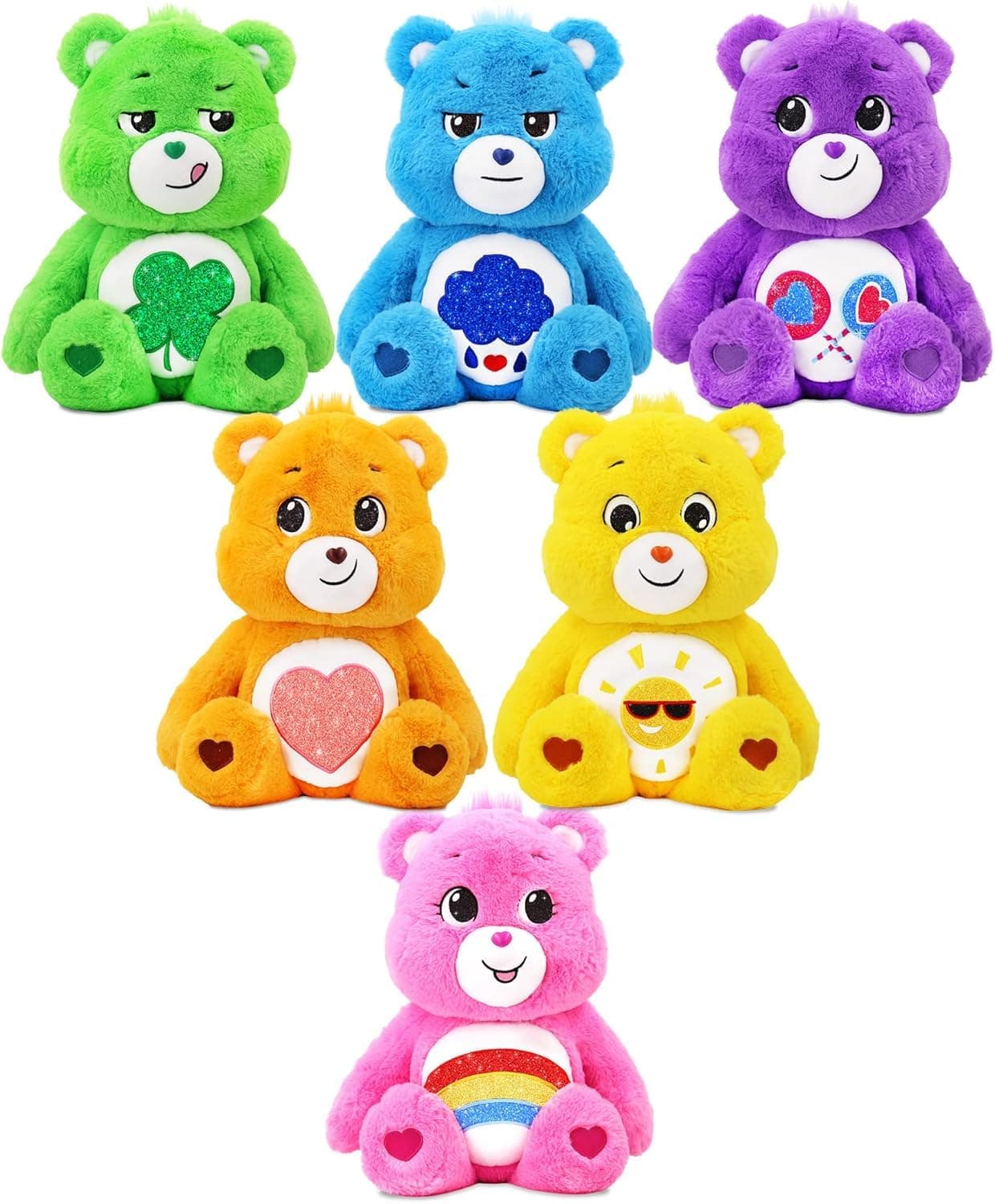 Care Bears 18" Plush - Funshine Bear with Glitter Belly Badge - Soft Huggable Material!