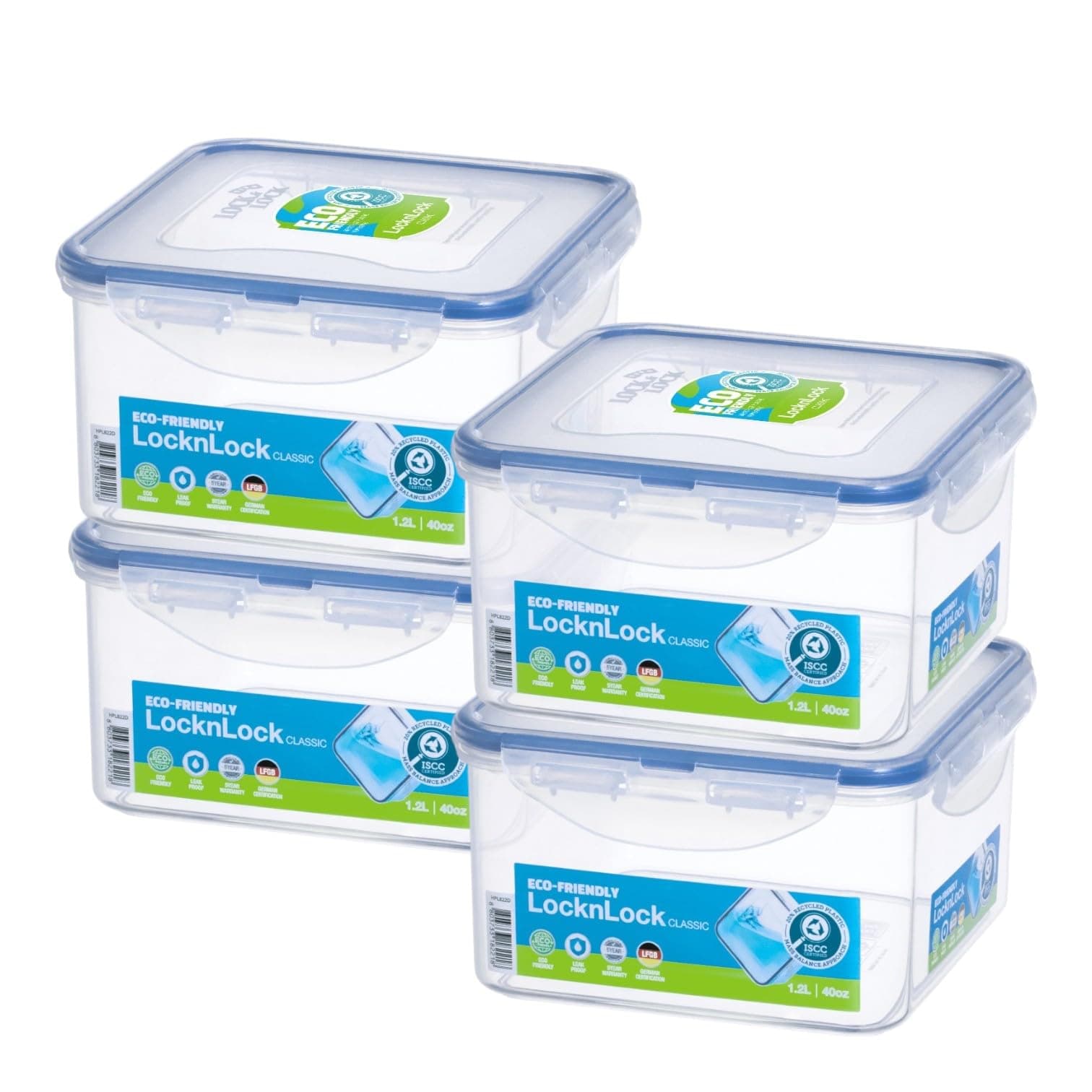 HPL822DS4 Easy Essentials Container Food Storage Bin Set, Polypropylene Silicone, Clear