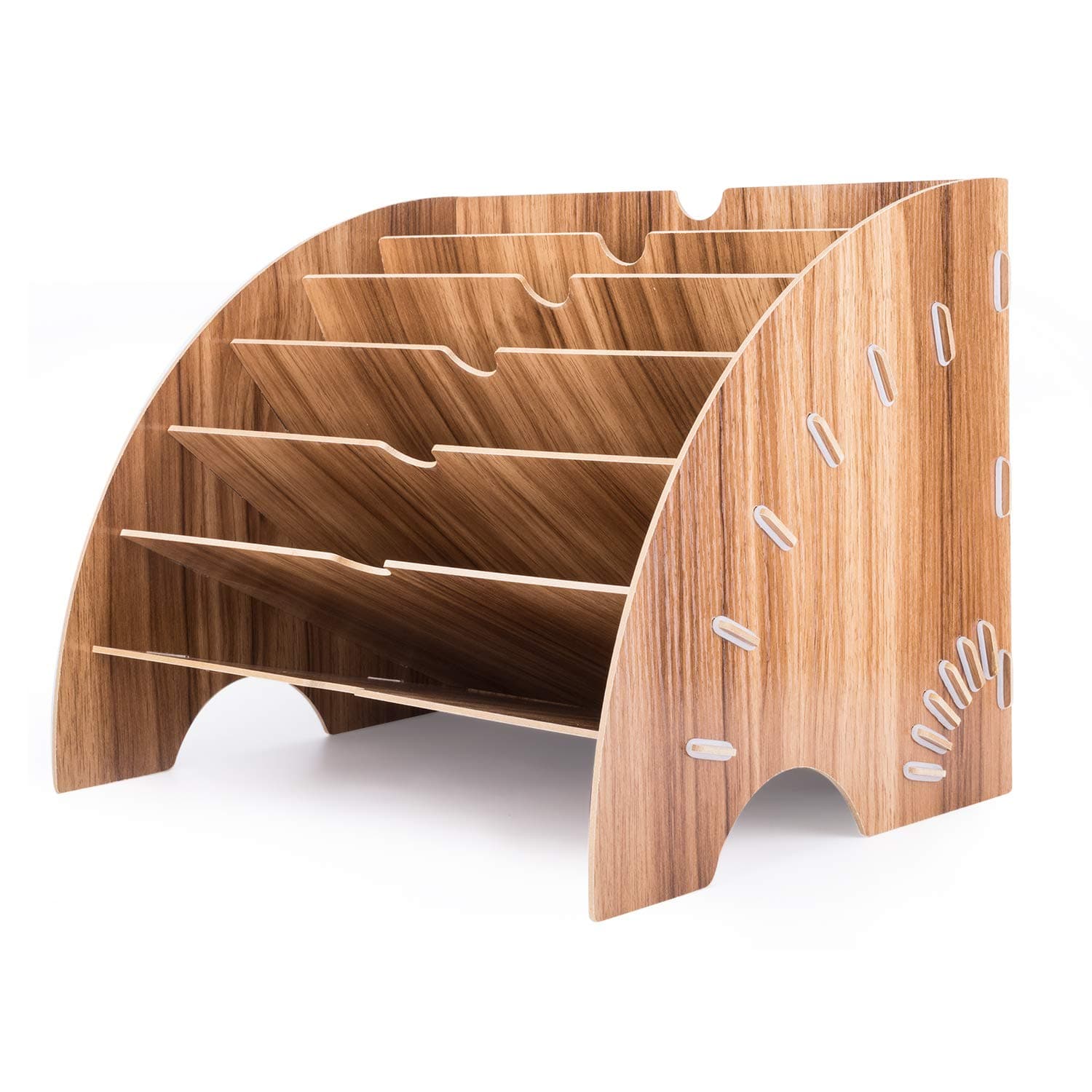 Home Office Wood File Sorter Desk Desktop Organizer Storage Rack Tray Holder for Mail Paper Magazine Letter and Document (6 Layers)
