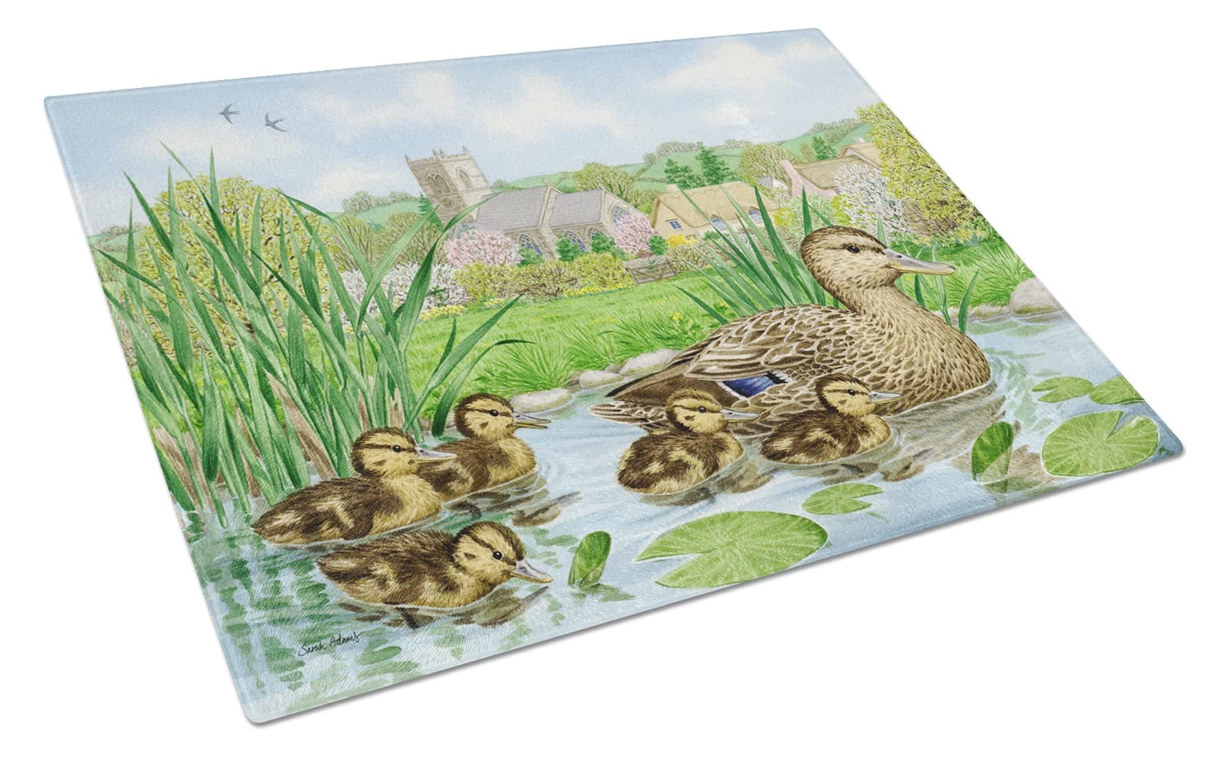 Caroline's Treasures ASA2178LCB Mallard Duck Glass Cutting Board Large Decorative Tempered Glass Kitchen Cutting and Serving Board Large Size Chopping Board