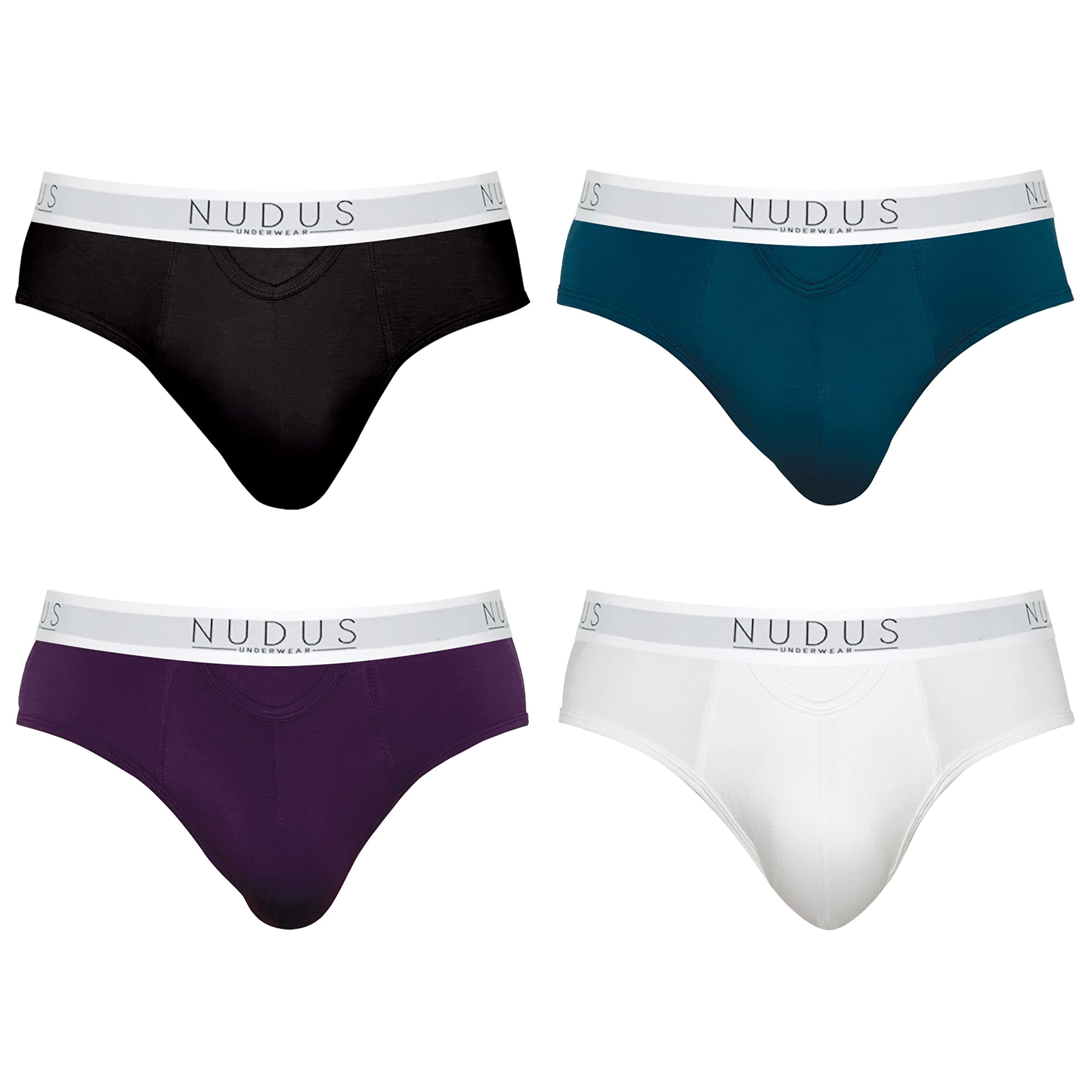 NUDUS UNDERWEARNUDUS Men's Stylish Bamboo Underwear With Fly - Pack Of 4 Gift Box Briefs