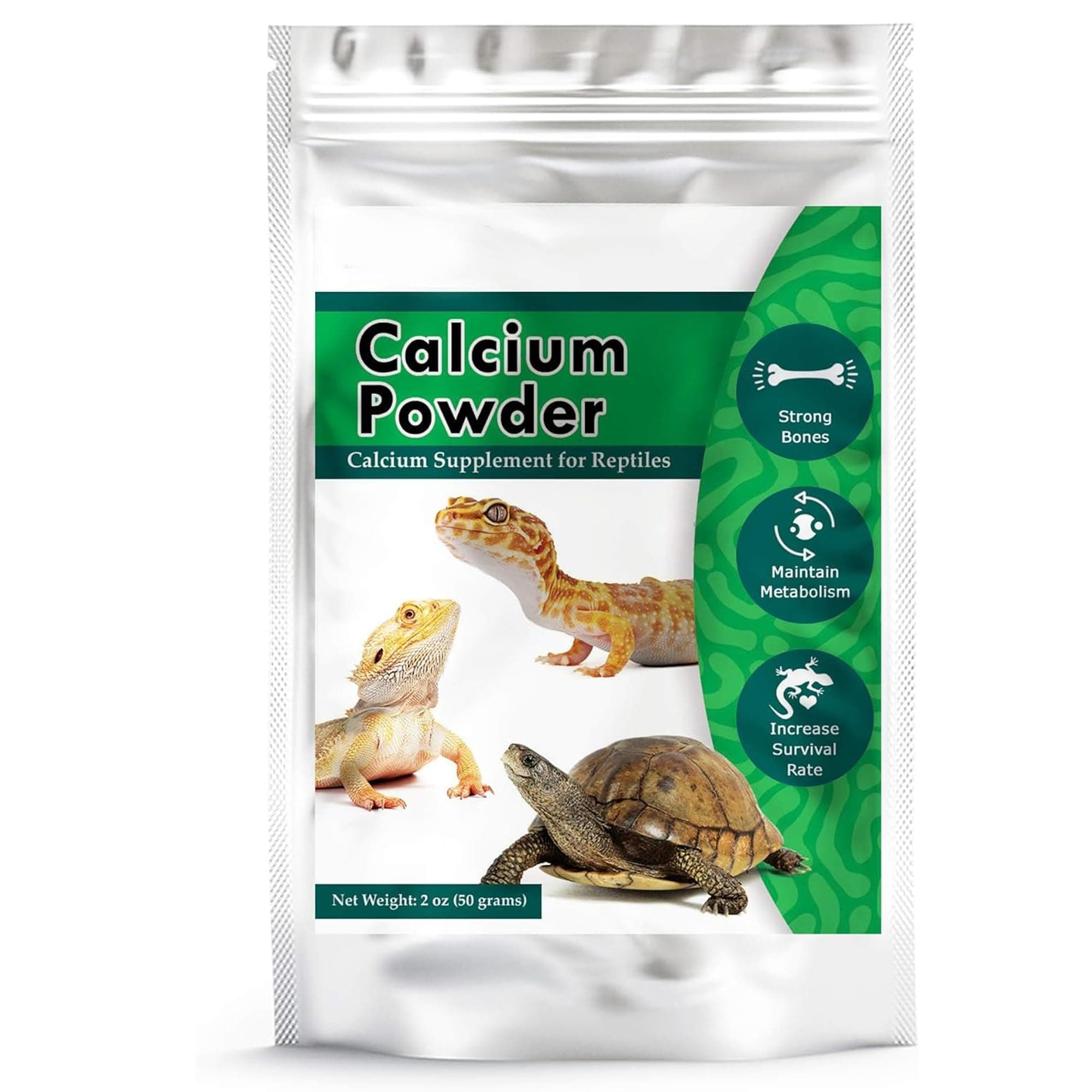 CoCoo Reptile Calcium Powder, Ideal for Leopard Geckos, Chameleons, Iguanas, Turtles, Chicken & Dog, Avoid Vitamin D3 Overdose in Bearded Dragons, Lizards Love It, Energy-rich Additional Feed, 2 oz.