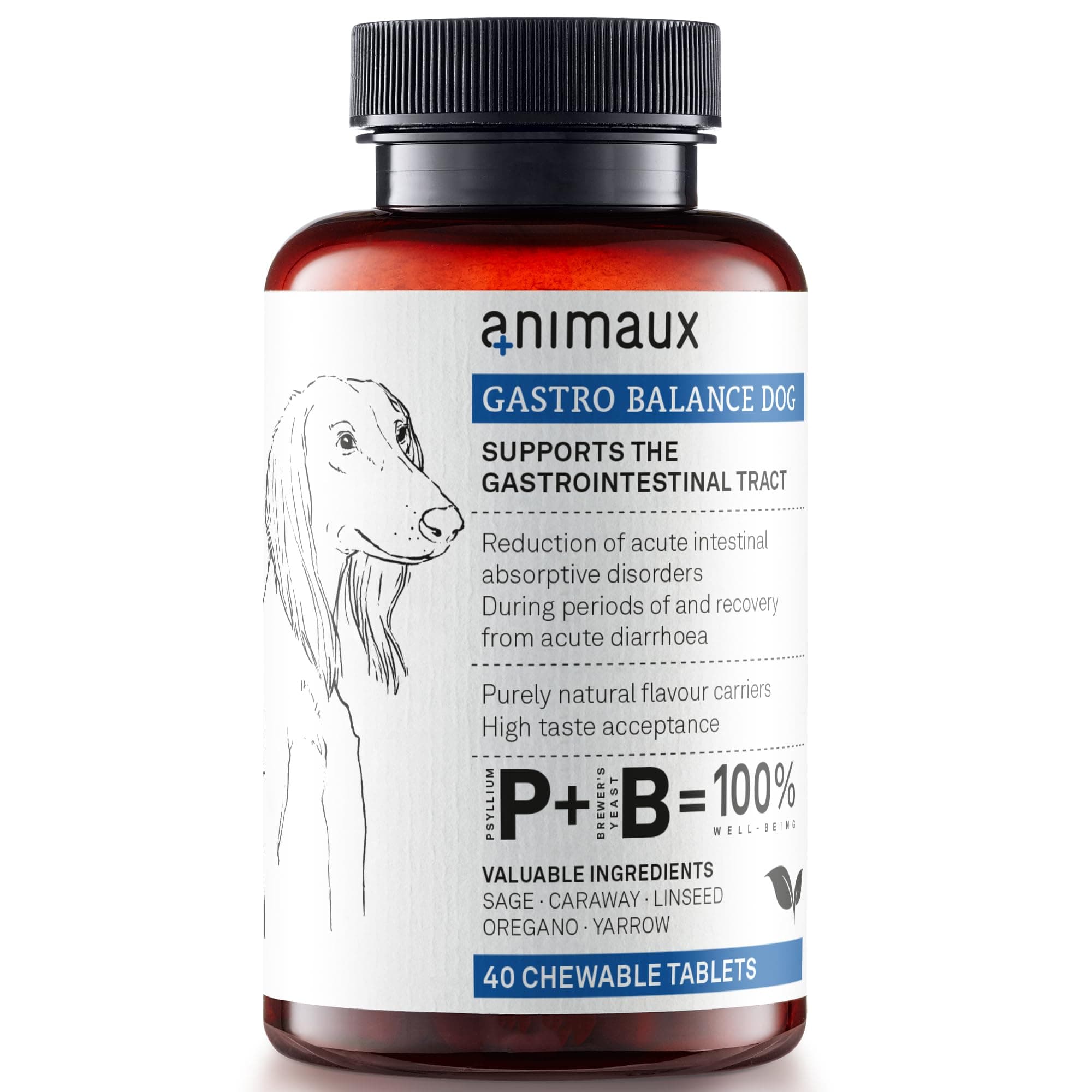 animaux Gastro Balance - 40 chewable tablets to support the gut - for dogs with diarrhea, acute intestinal absorption disorders, bloating, after deworming, supportive during dietary changes