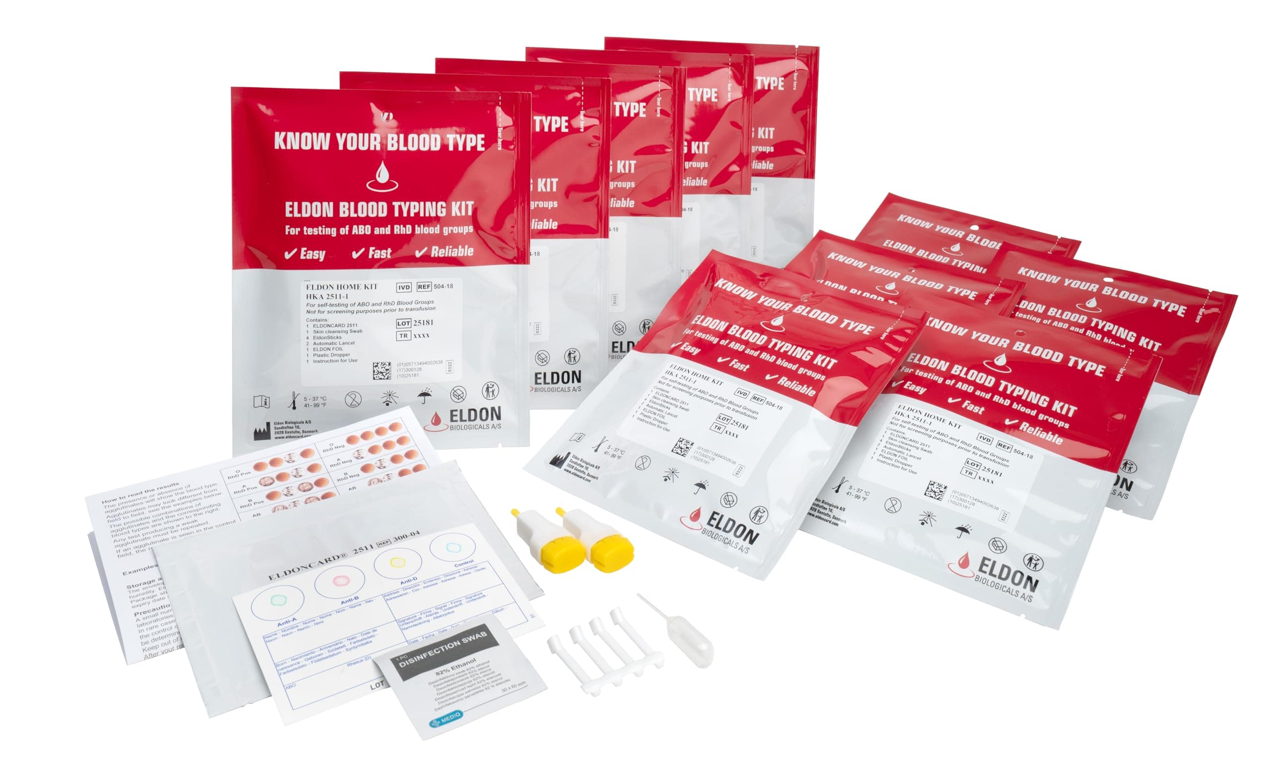 Blood Typing Kit, 10 Test Pack, Rapid Blood Typing Kit, Know Your Blood Type, Accurate Home Blood Type Test Kit, Determine A, O, B, RHS-D Negative & Positive Groups, Home Health Tests