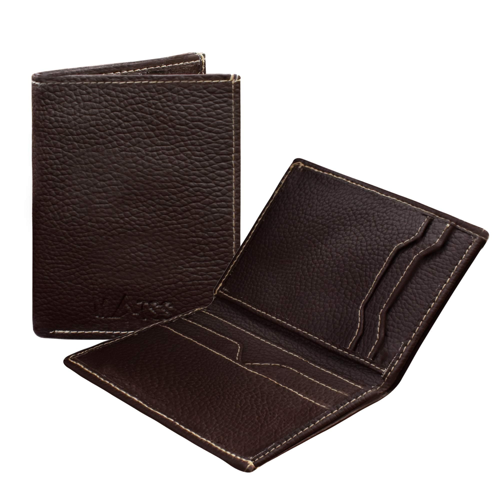MATSSCoffee Brown Faux Leather ATM Card Case for Men & Women/Money Clip/Credit Card Holder