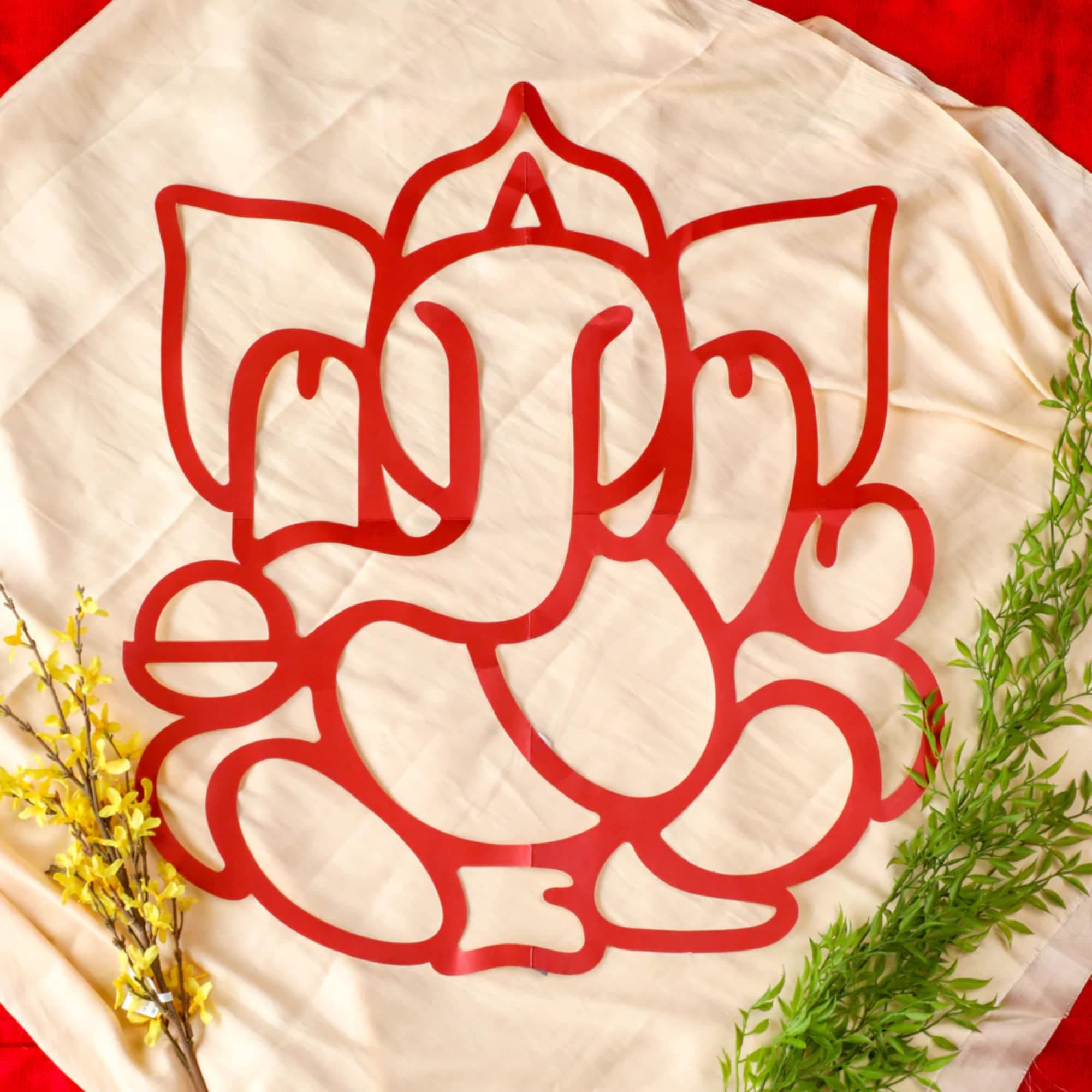 Desi Favors Red Huge Lord Ganesh Cutouts | Indian DIY Backdrop Decorations | Ganapati Pooja Backdrop Decoration | Indian Goodes Cultures Events | Traditional Cutout | 27x23 inch (Pack of 2)