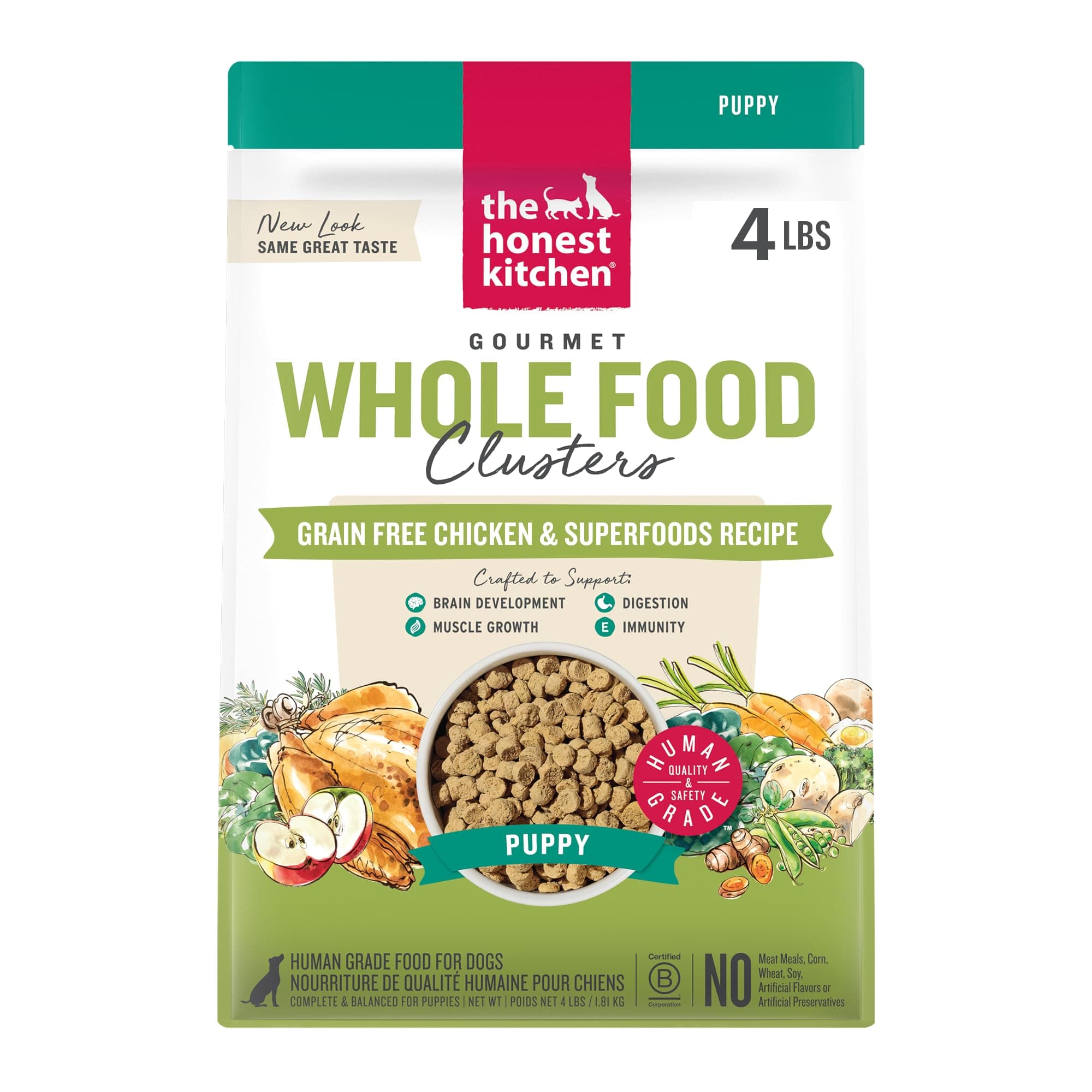 Whole Food Clusters Puppy Grain Free Chicken Dry Dog Food, 4 lb Bag