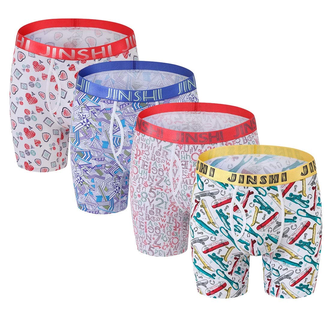JINSHIMens Design Long Leg Boxer Briefs Underwear Multipack