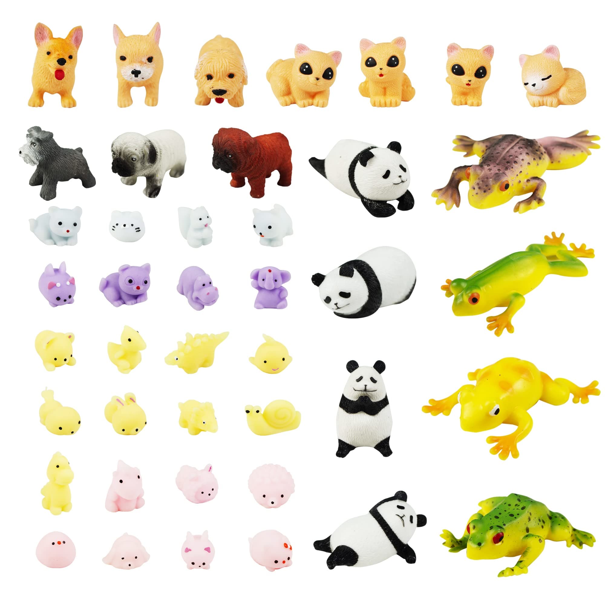 TTM International Toy 42pcs Squishy Toy Set Mini Mochi Animal Squishies Toys Sensory Stress Reliever Bulk Party Favors for Kids