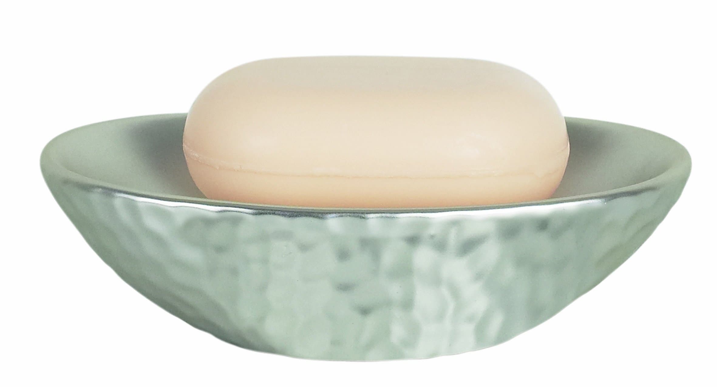 Spirella Darwin Hammered Stoneware Soap Dish, Silver