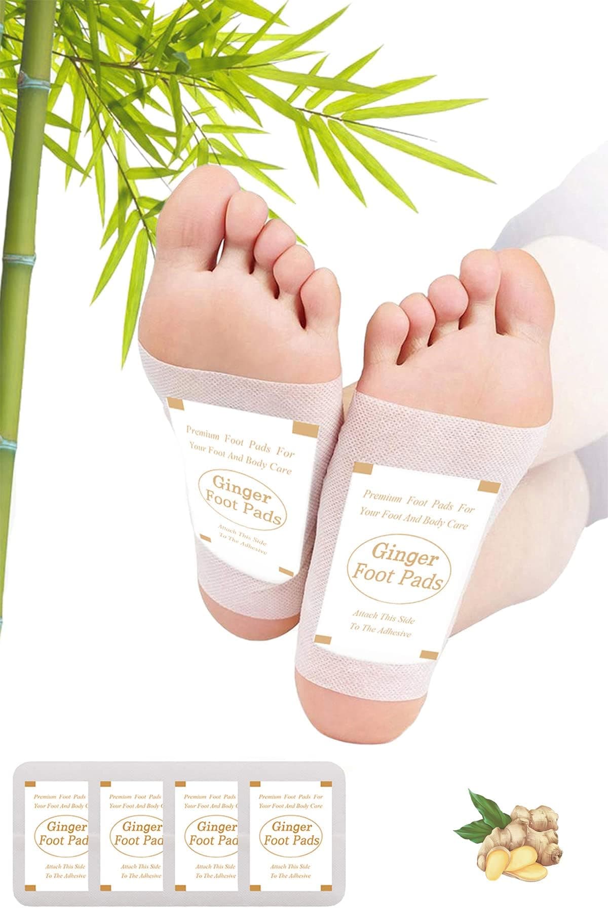 Foot Pads, Ginger FootPads, Natural Ginger Powder Bamboo Vinegar Foot Patches to Feel Better, Sleep Better & Relieve Stress, 20 Packs.