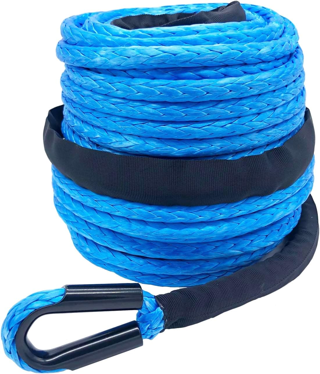 Ucreative 3/8" x 92' Synthetic Winch Rope 26500LBs Line Cable with Sheath for Off Road Vehicle SUV (Blue)