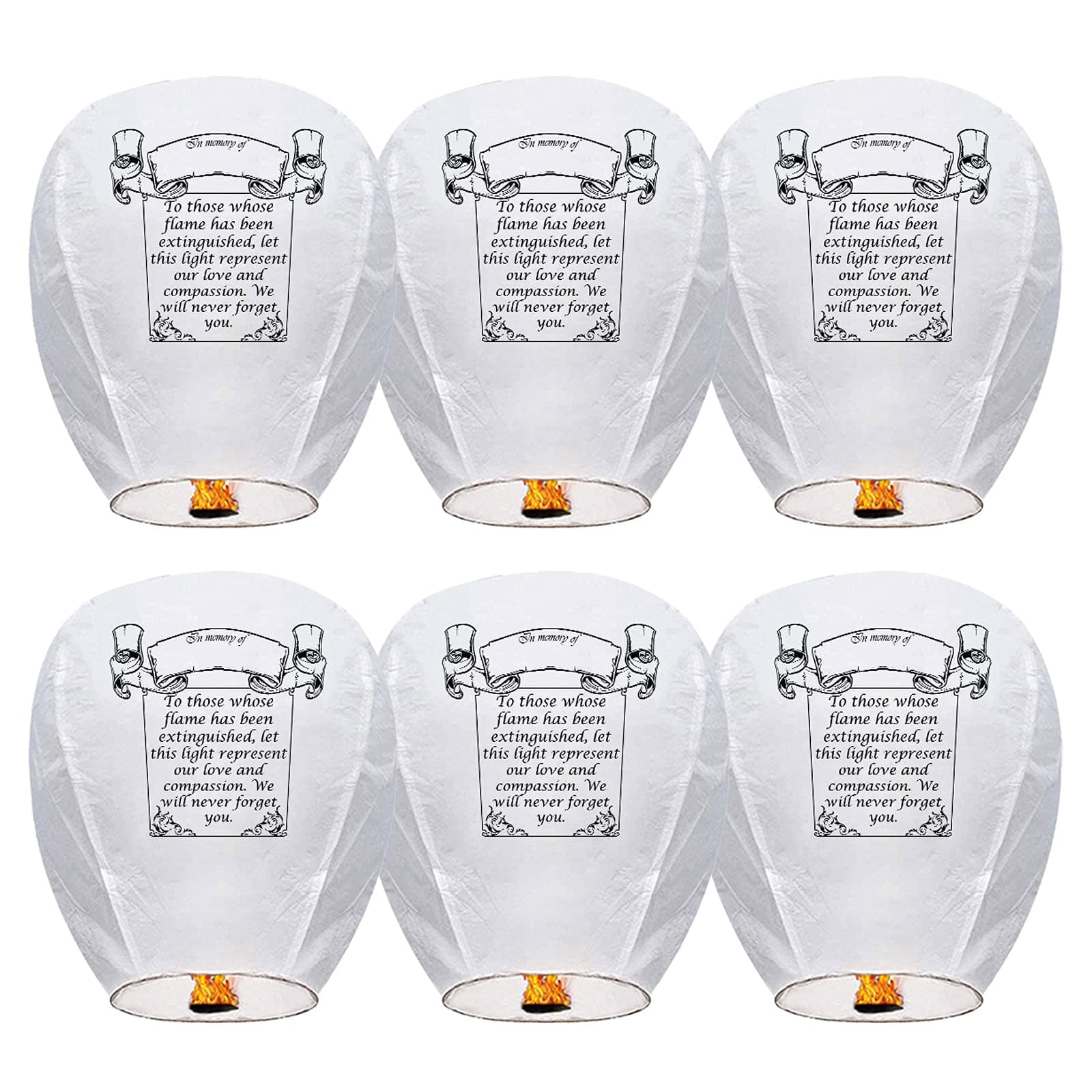 Douzi Chinese Sky Lanterns (6 Pack) 100% Biodegradable - Beautiful Lantern for White for Weddings, Birthdays, Parties,Memorials and Much More