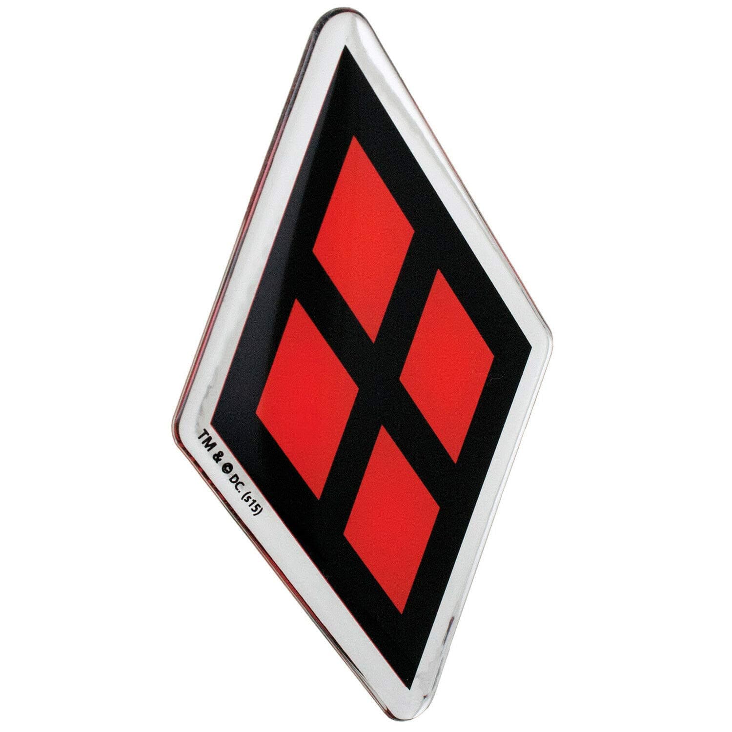 Fan Emblems Harley Quinn Domed Chrome Car Decal - Red Diamonds Logo