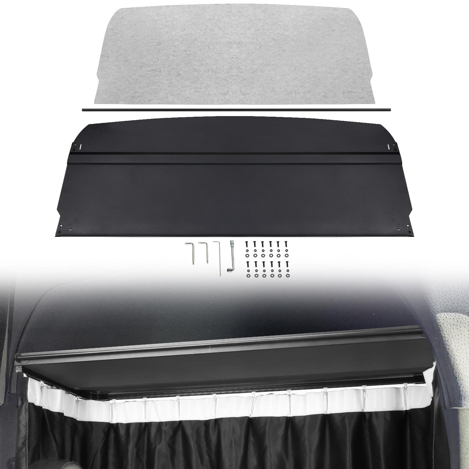 Headliner Shelf for Mercedes Sprinter Van 2007-2018，Curtain Rod and Carpet Included