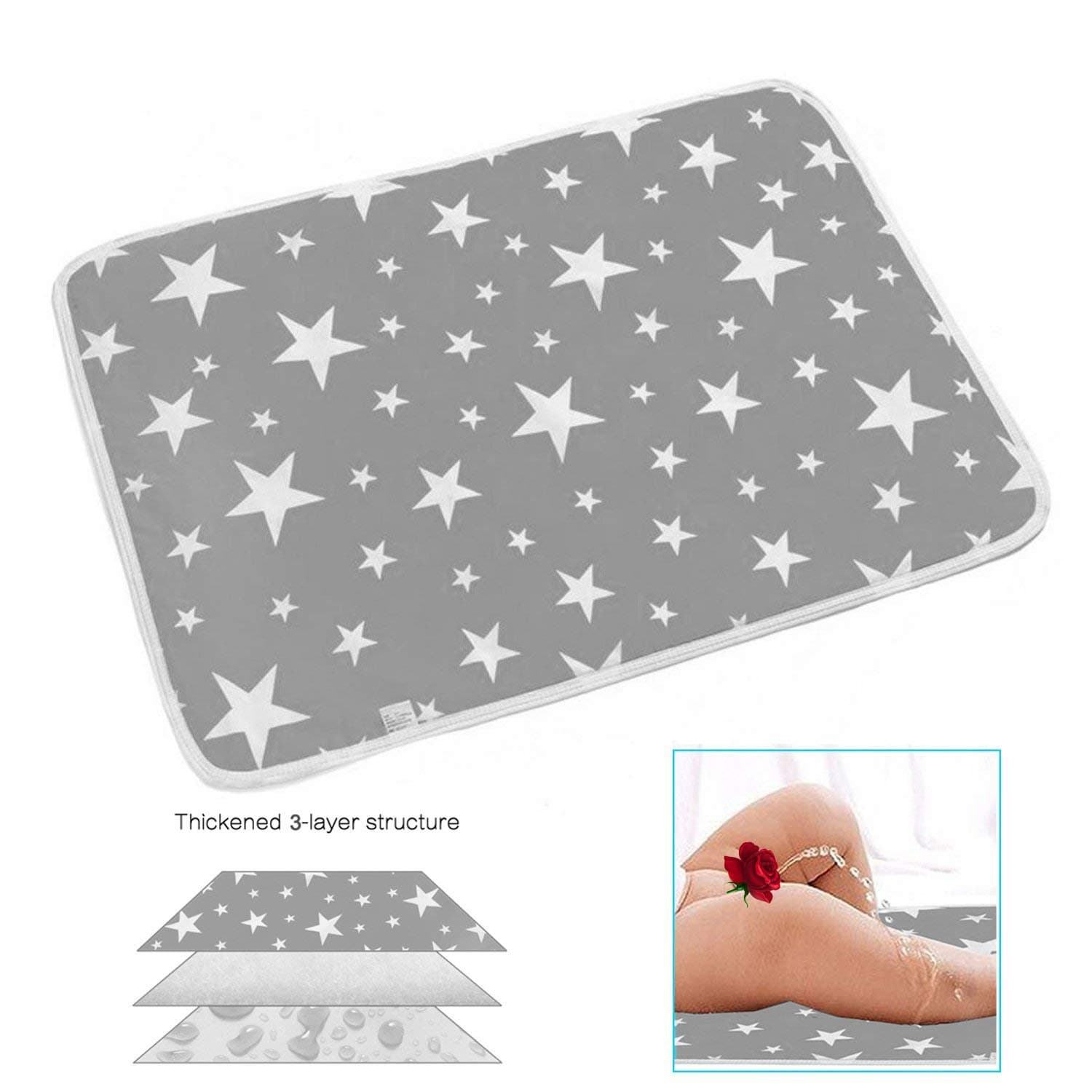 Yiwalab changing mat for toddlers - Waterproof - Washable - Reusable