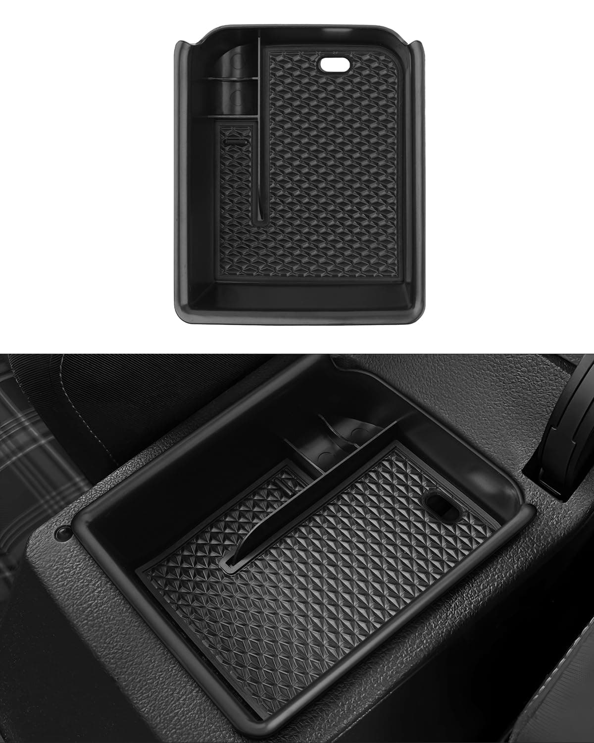 Karltys Center Console Organizer Tray for VW Volkswagen Golf GTI R MK8 2022-2025 2026 Accessories Car Middle Console Organizer Insert Tray Armrest Storage Box with Non-Slip Black Silicone Mat