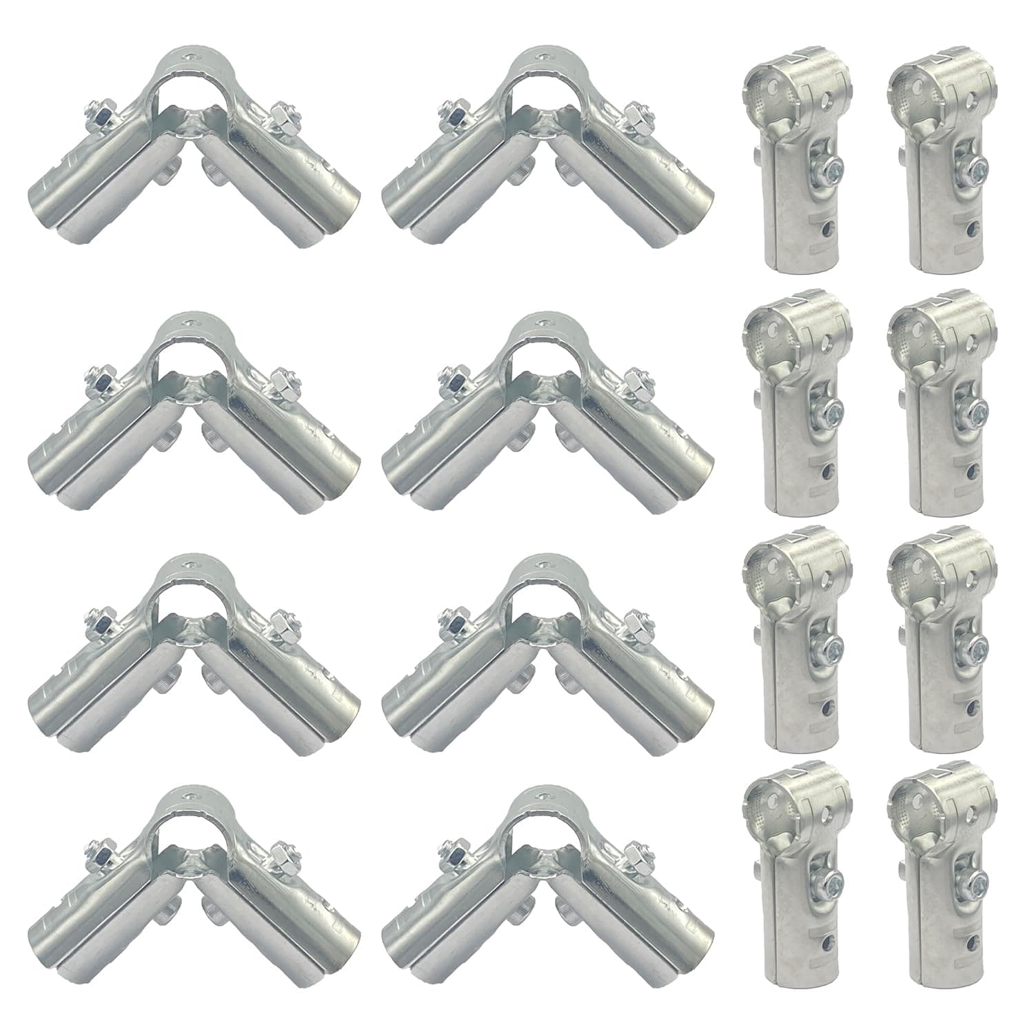 Structural Pipe Connector 3/4,8 Sets 3/4 Inch 90 Degree 3 Way Metal Joint Tubing Clamp and 8 Sets 3/4 Inch T Pipe Clamp Connector Tubing Clamp, Fits Metal Pipe O.D.: 3/4".