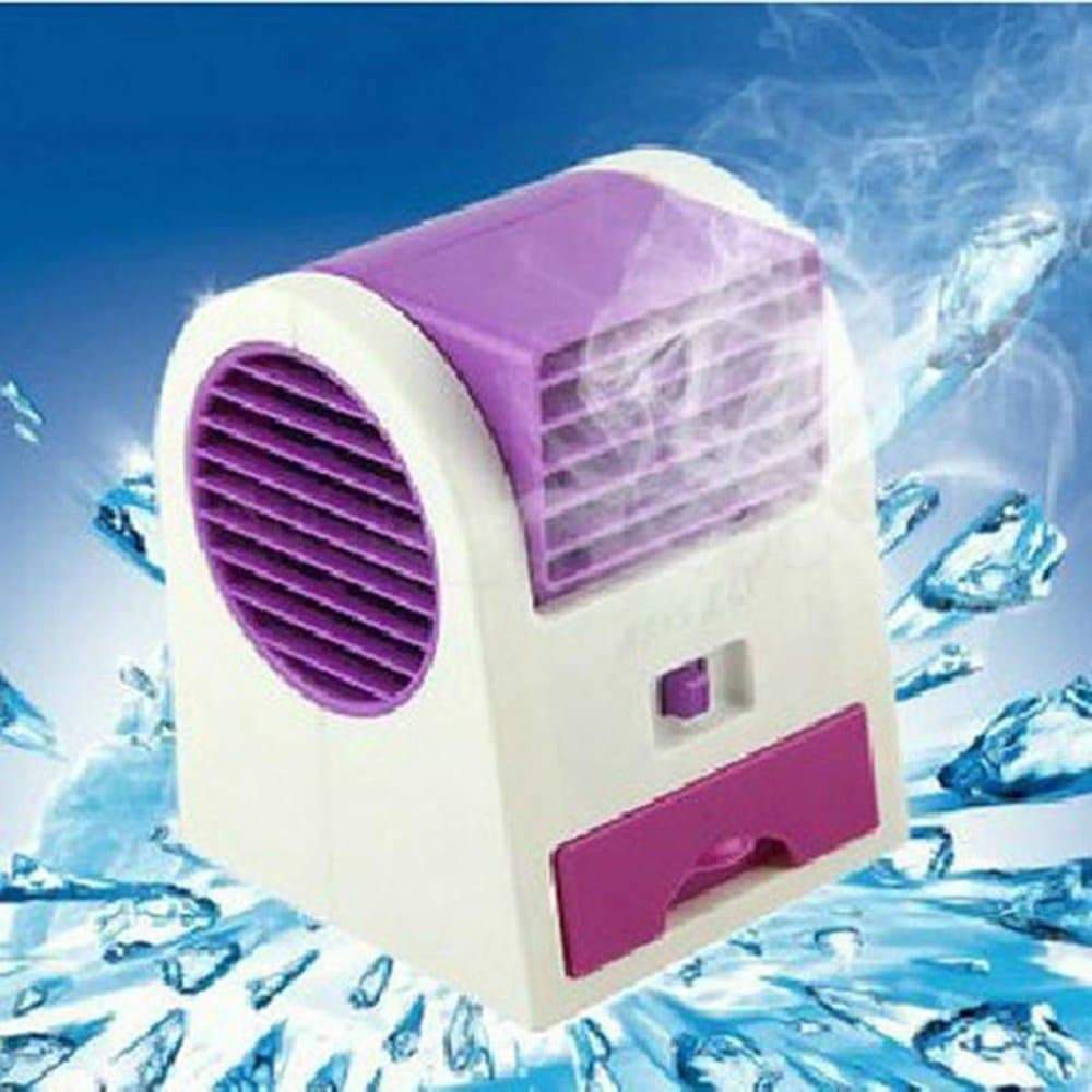 Office Portable Mini Fan Cooling Desktop Dual Bladeless USB Air Conditioner Purple
