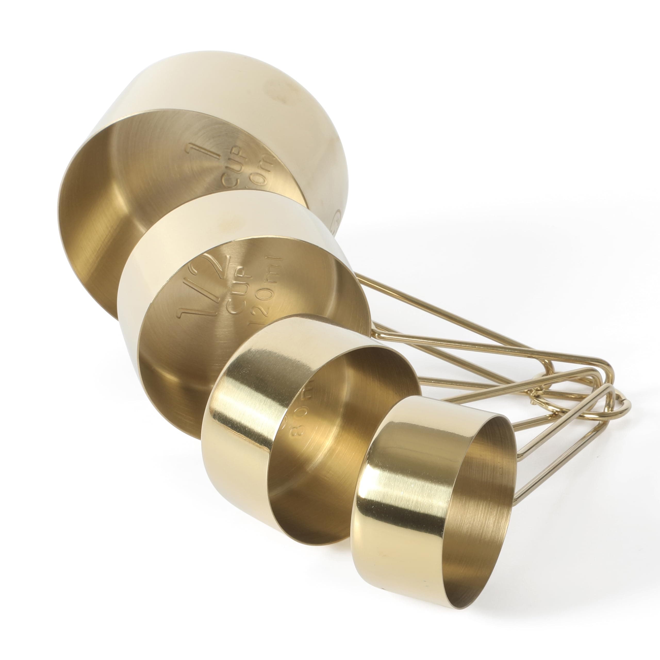 Martha Stewart Richburn 4-Piece Gold Stainless Steel Measuring Cup Set – Durable and Stylish Kitchen Measuring Tools for Baking and Cooking